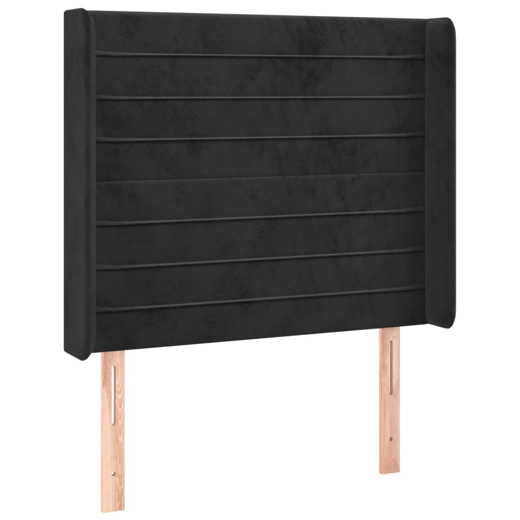 Hoofdbord met randen 83x16x118/128 cm fluweel zwart is nu te koop bij PeponiXL, paradijselijk wonen!
