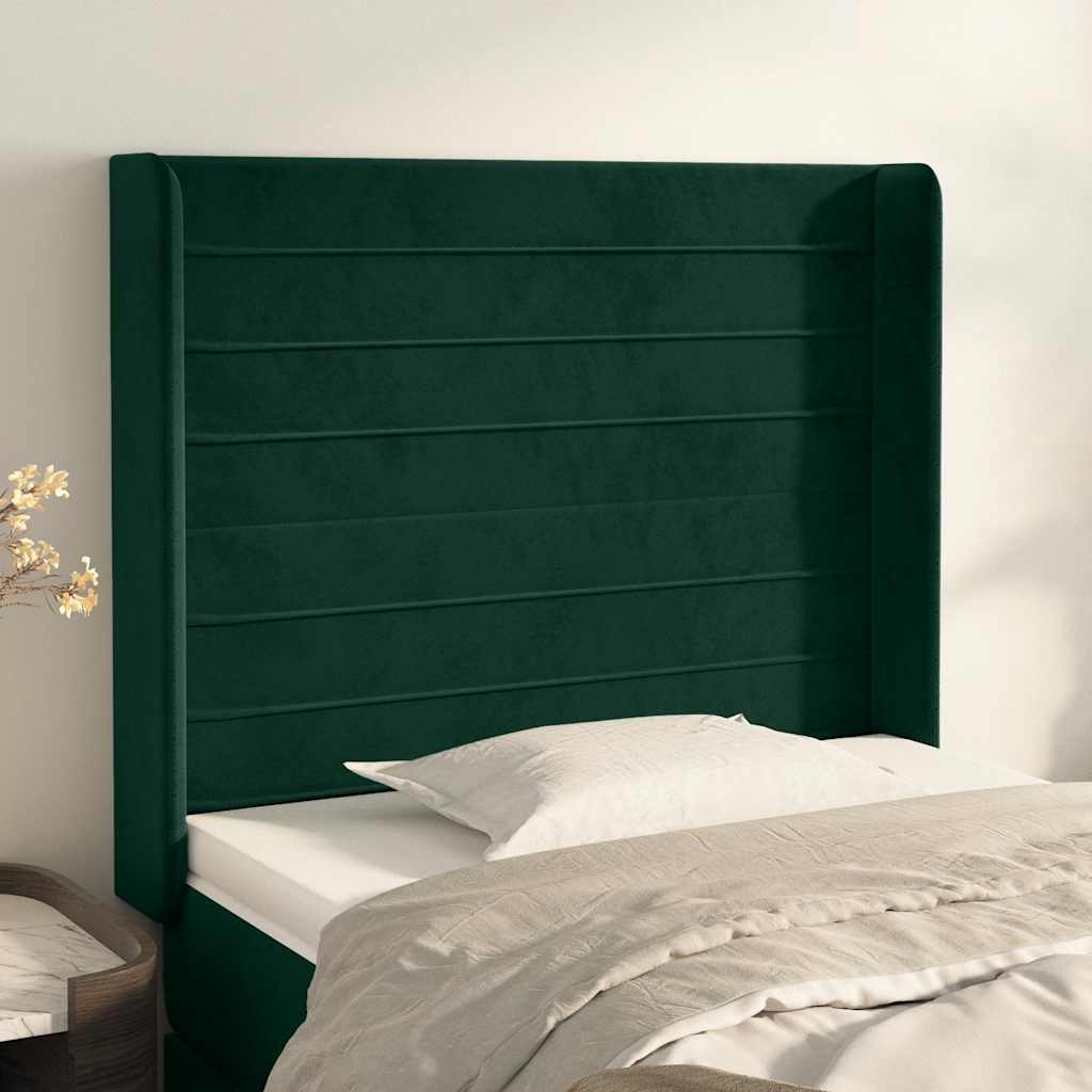 Hoofdbord met randen 83x16x118/128 cm fluweel groen is nu te koop bij PeponiXL, paradijselijk wonen!