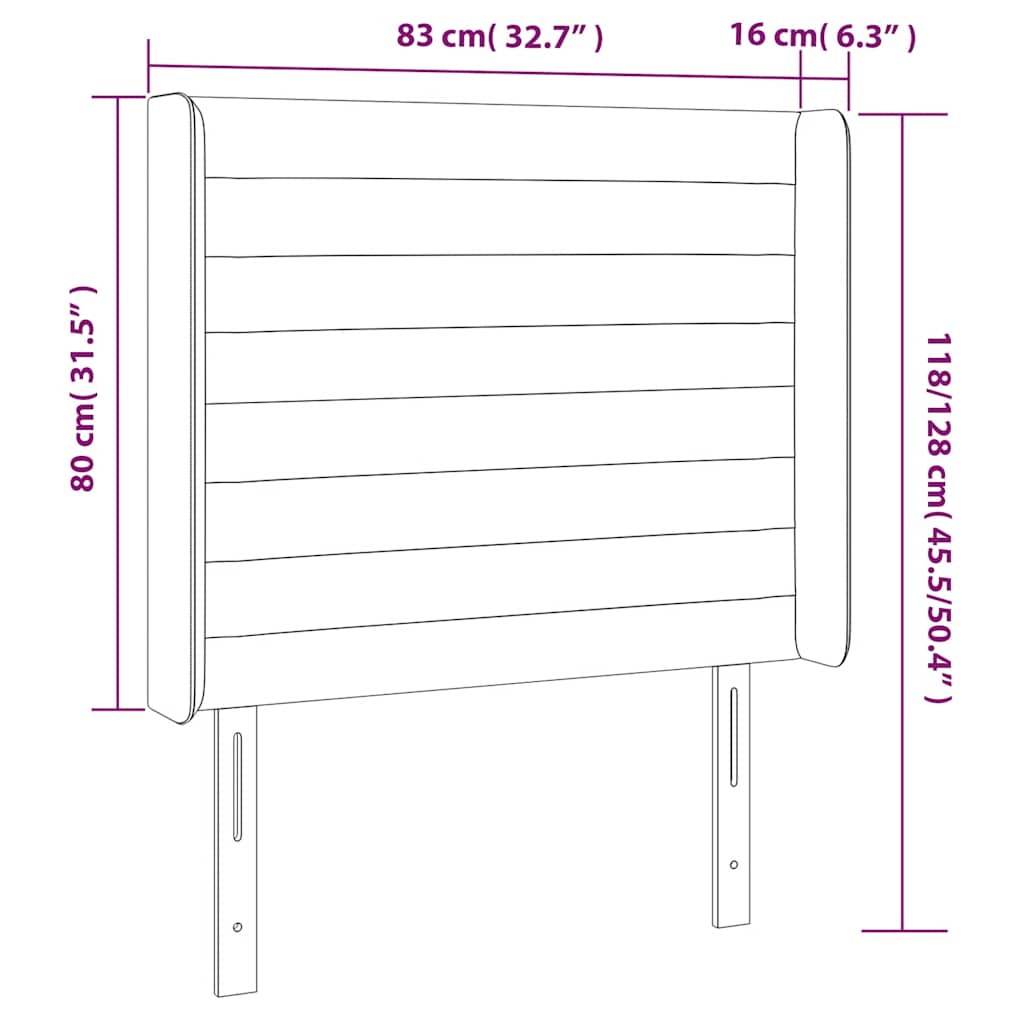 Hoofdbord met randen 83x16x118/128 cm fluweel blauw is nu te koop bij PeponiXL, paradijselijk wonen!