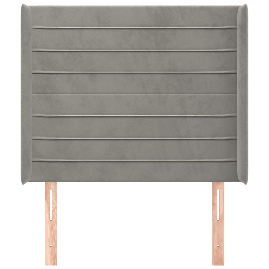 Hoofdbord met randen 93x16x118/128 cm fluweel lichtgrijs is nu te koop bij PeponiXL, paradijselijk wonen!
