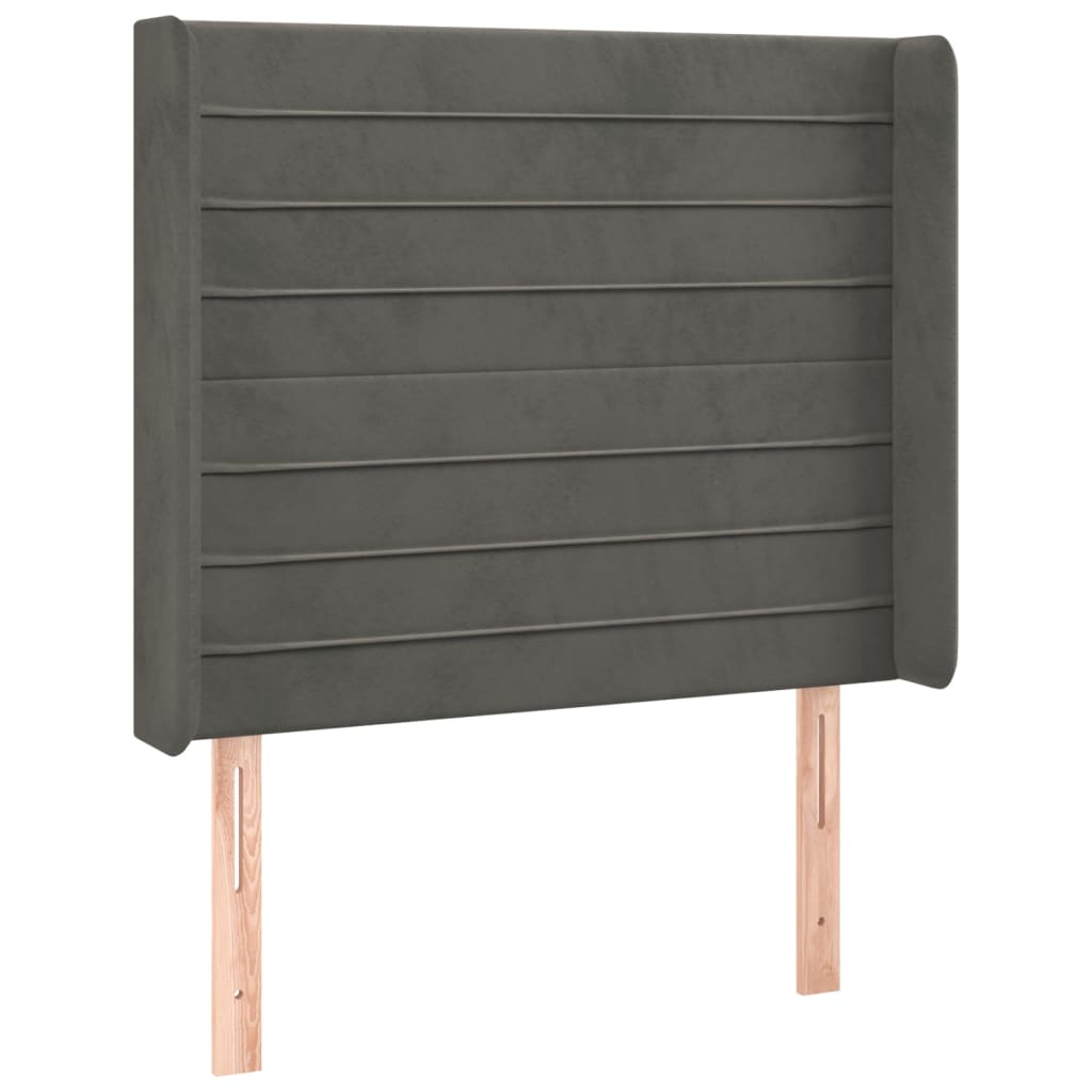 Hoofdbord met randen 93x16x118/128 cm fluweel donkergrijs is nu te koop bij PeponiXL, paradijselijk wonen!