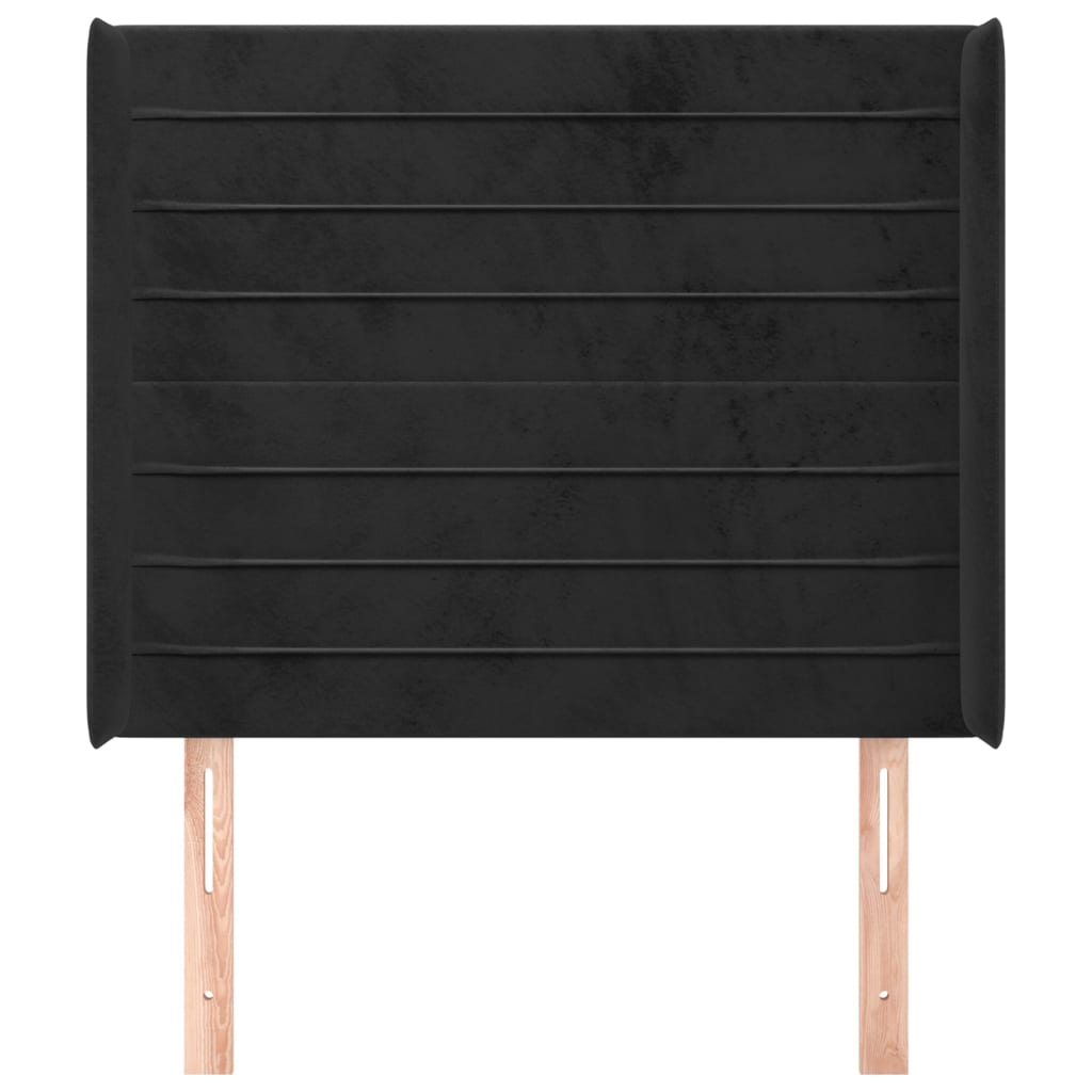 Hoofdbord met randen 93x16x118/128 cm fluweel zwart is nu te koop bij PeponiXL, paradijselijk wonen!
