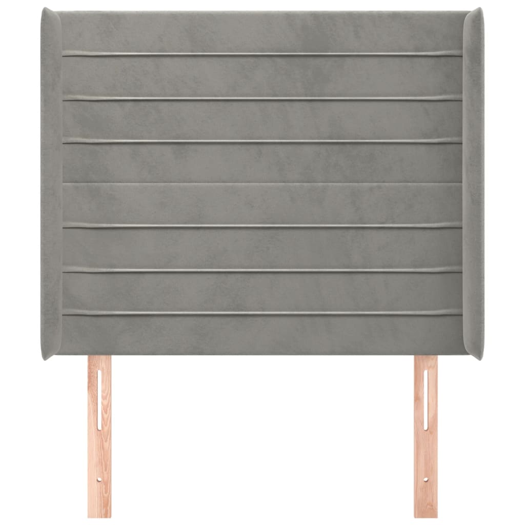 Hoofdbord met randen 103x16x118/128 cm fluweel lichtgrijs is nu te koop bij PeponiXL, paradijselijk wonen!