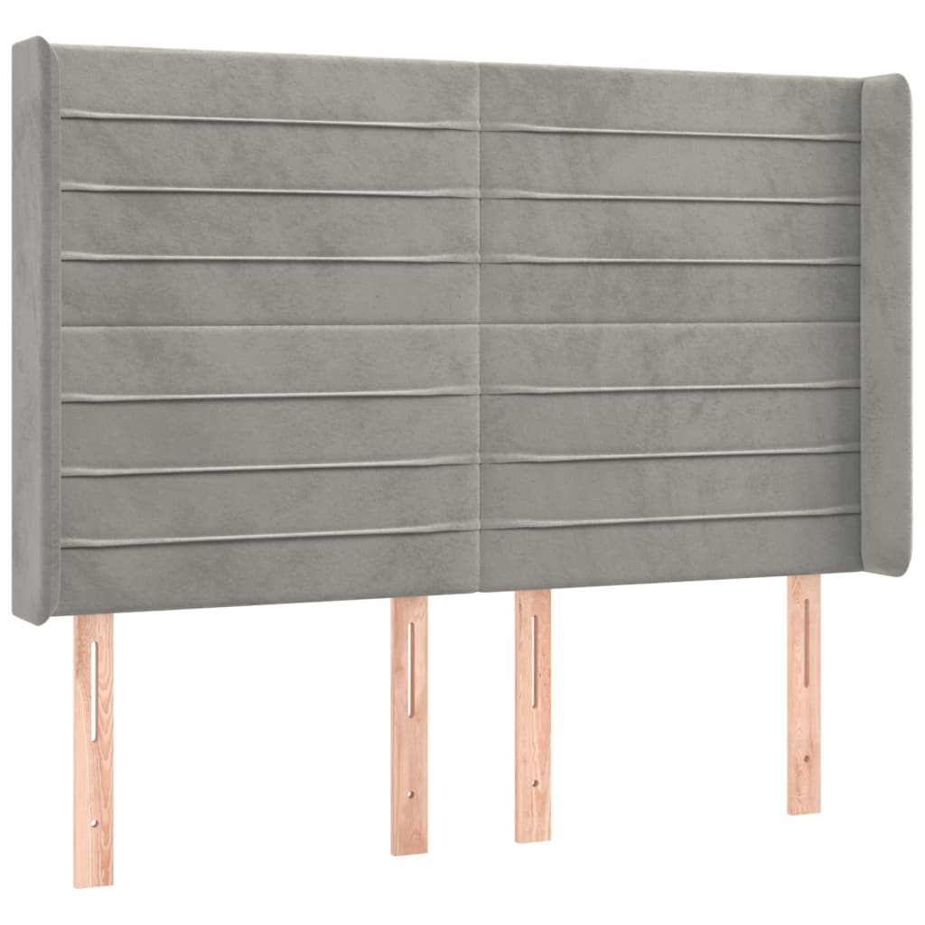 Hoofdbord met randen 147x16x118/128 cm fluweel lichtgrijs is nu te koop bij PeponiXL, paradijselijk wonen!