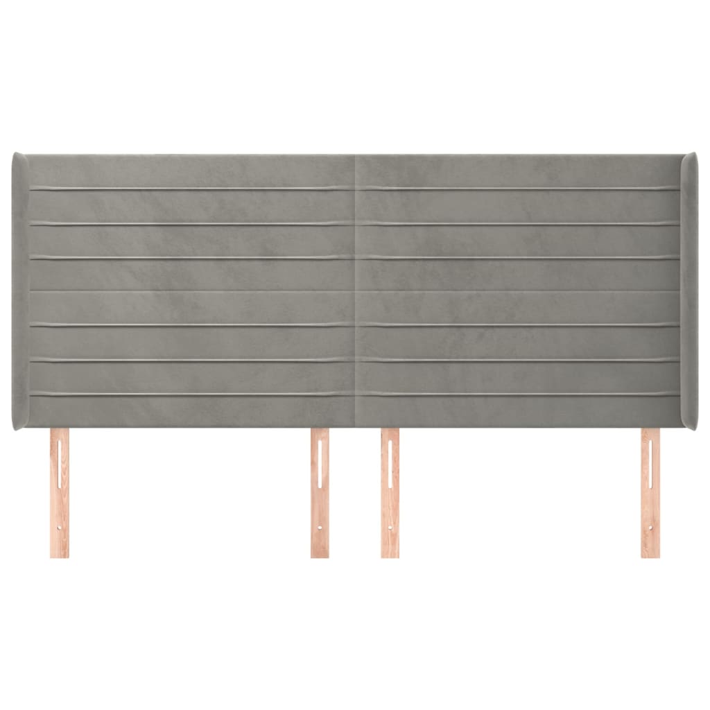 Hoofdbord met randen 203x16x118/128 cm fluweel lichtgrijs is nu te koop bij PeponiXL, paradijselijk wonen!
