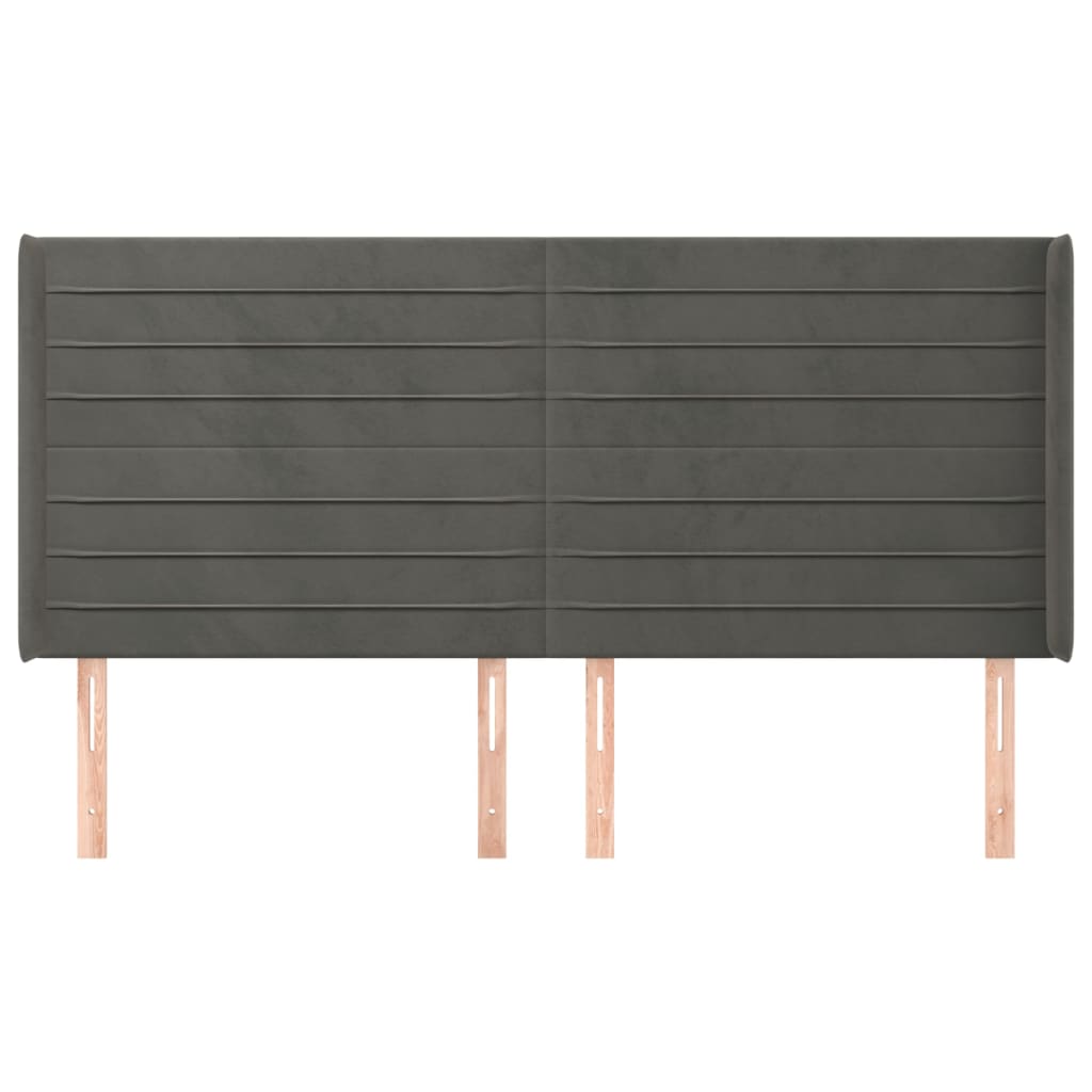 Hoofdbord met randen 203x16x118/128 cm fluweel donkergrijs is nu te koop bij PeponiXL, paradijselijk wonen!