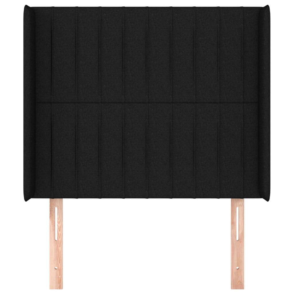Hoofdbord met randen 83x16x118/128 cm stof zwart is nu te koop bij PeponiXL, paradijselijk wonen!