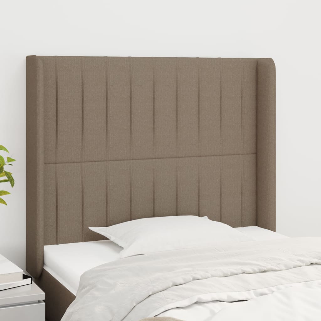 Hoofdbord met randen 83x16x118/128 cm stof taupe is nu te koop bij PeponiXL, paradijselijk wonen!