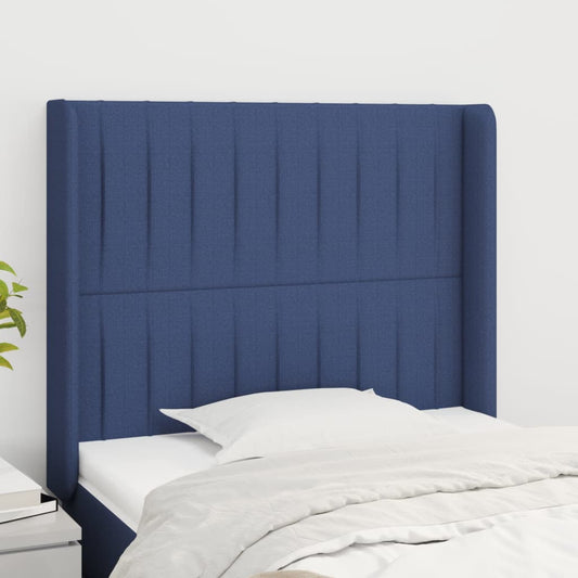 Hoofdbord met randen 83x16x118/128 cm stof blauw is nu te koop bij PeponiXL, paradijselijk wonen!