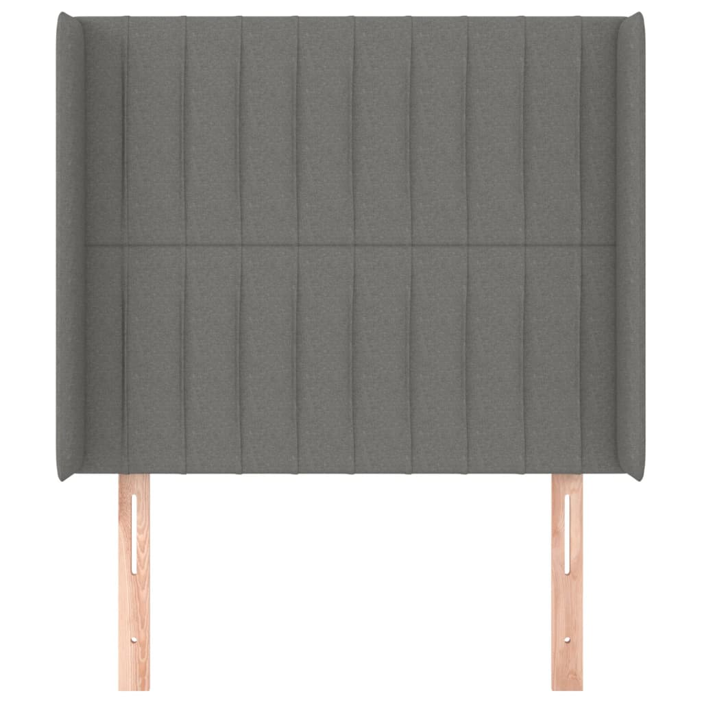 Hoofdbord met randen 93x16x118/128 cm stof donkergrijs is nu te koop bij PeponiXL, paradijselijk wonen!
