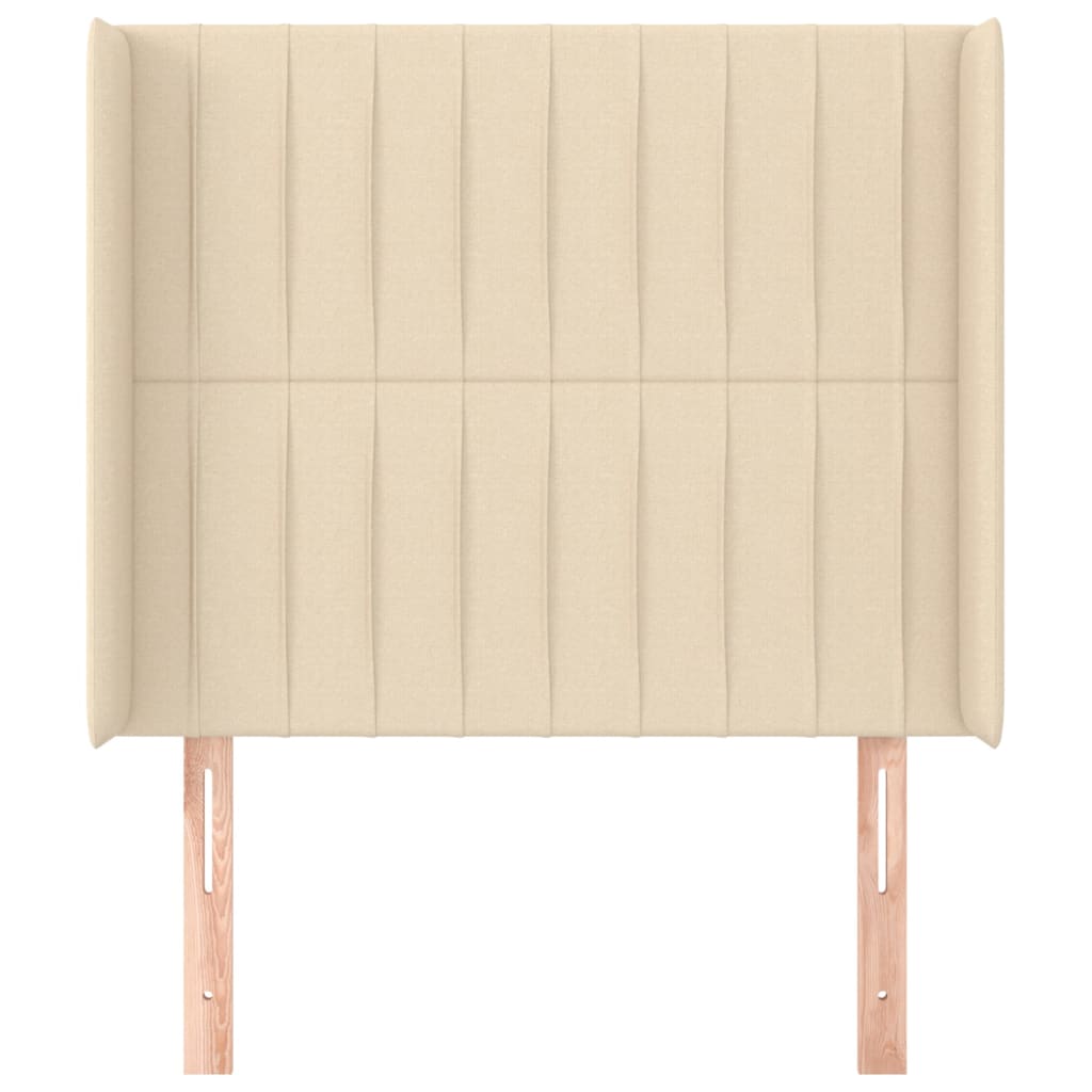 Hoofdbord met randen 93x16x118/128 cm stof crèmekleurig is nu te koop bij PeponiXL, paradijselijk wonen!