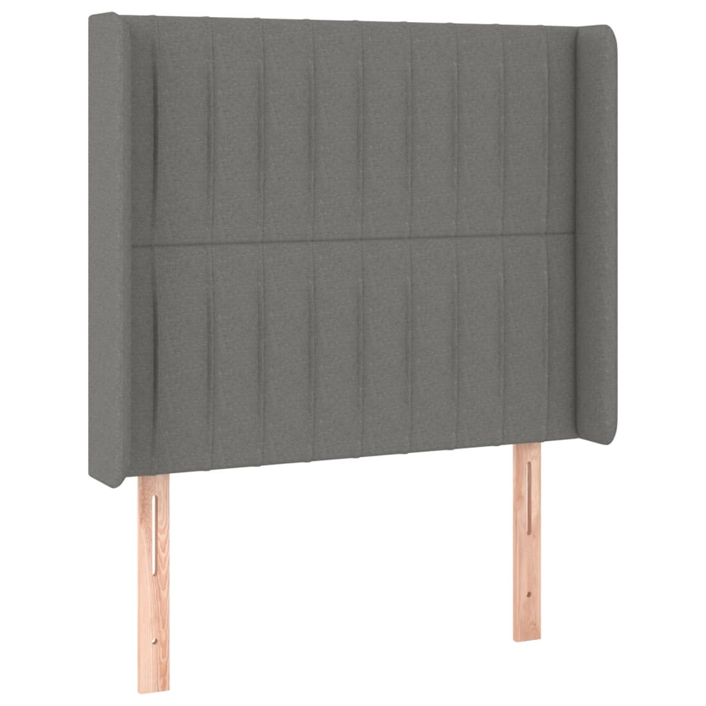 Hoofdbord met randen 103x16x118/128 cm stof donkergrijs is nu te koop bij PeponiXL, paradijselijk wonen!