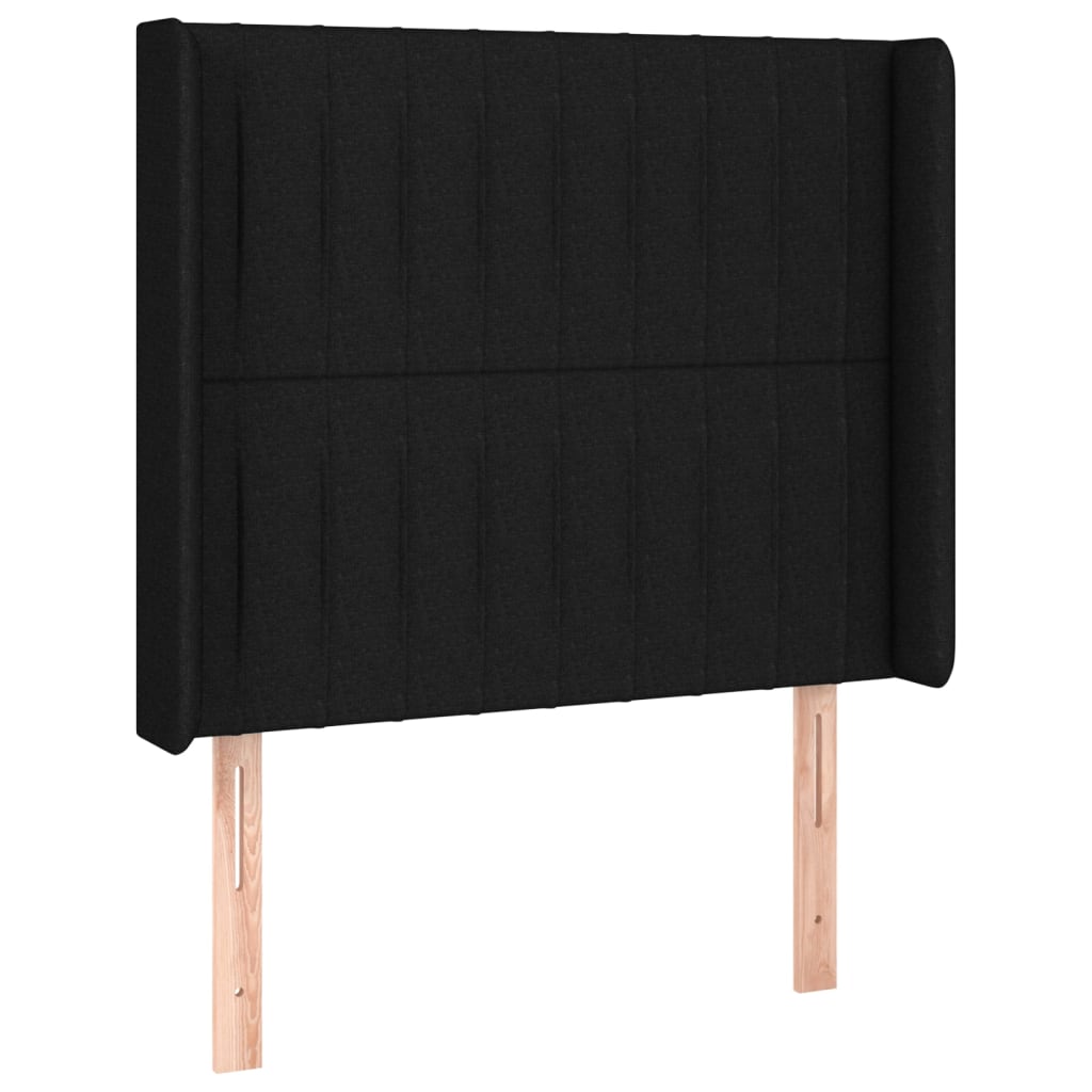 Hoofdbord met randen 103x16x118/128 cm stof zwart is nu te koop bij PeponiXL, paradijselijk wonen!