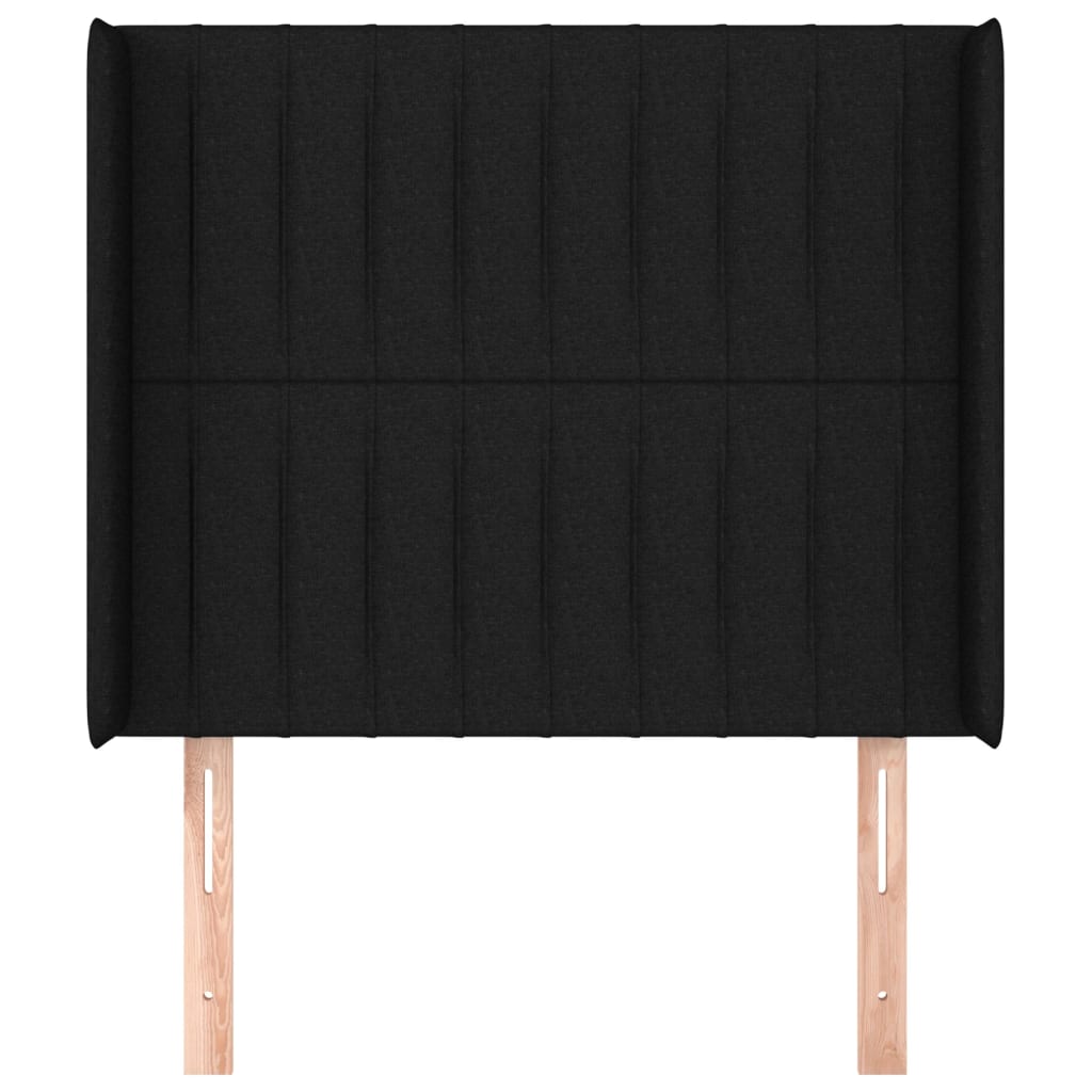 Hoofdbord met randen 103x16x118/128 cm stof zwart is nu te koop bij PeponiXL, paradijselijk wonen!