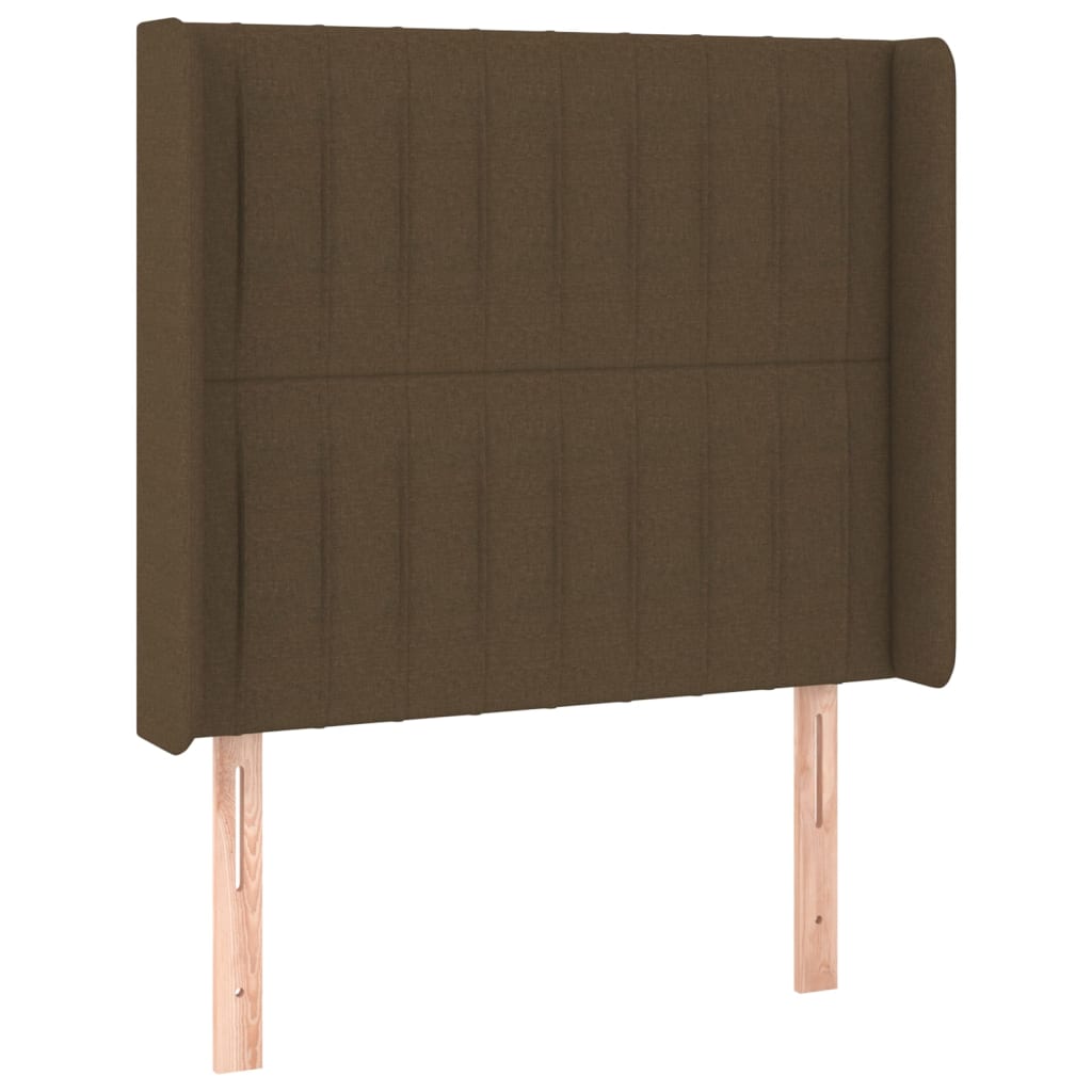 Hoofdbord met randen 103x16x118/128 cm stof donkerbruin is nu te koop bij PeponiXL, paradijselijk wonen!