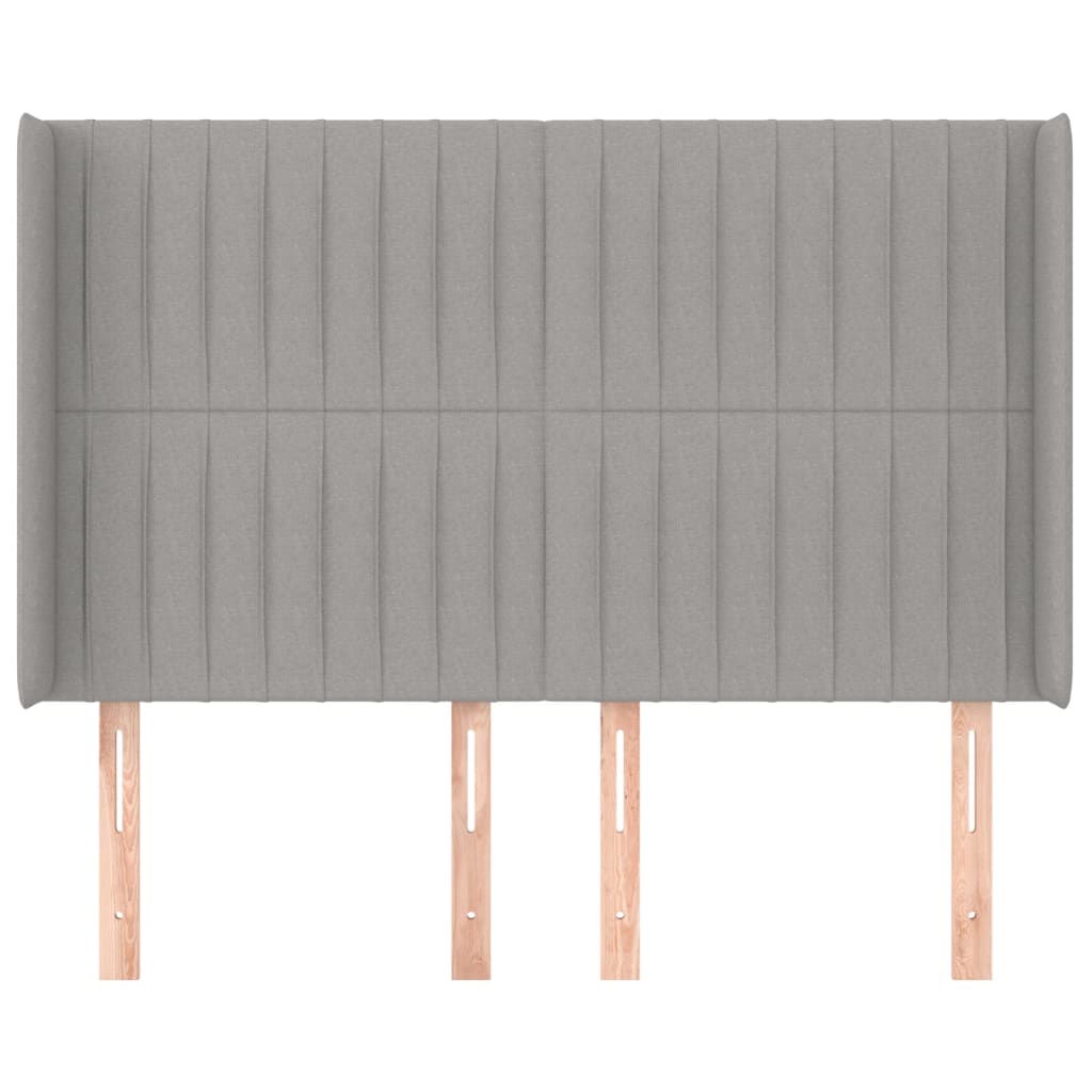 Hoofdbord met randen 147x16x118/128 cm stof lichtgrijs is nu te koop bij PeponiXL, paradijselijk wonen!