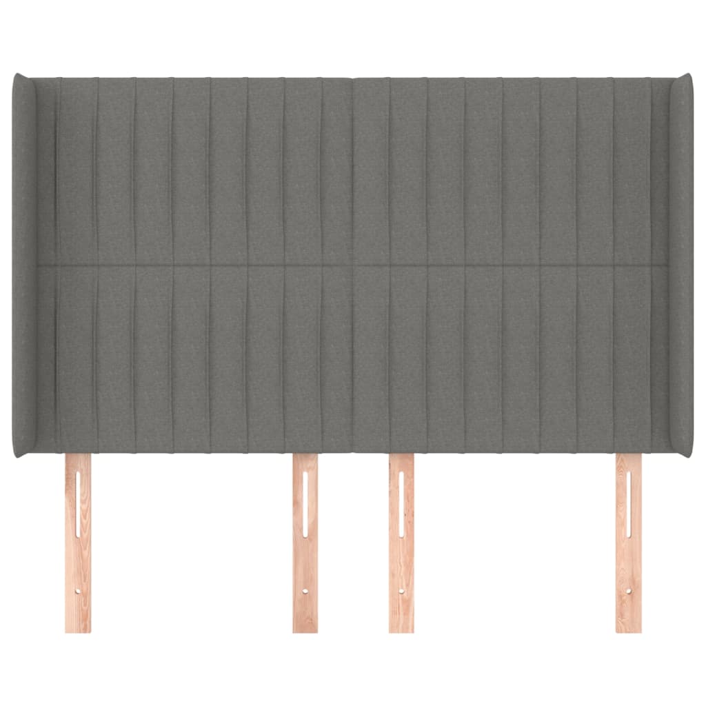 Hoofdbord met randen 147x16x118/128 cm stof donkergrijs is nu te koop bij PeponiXL, paradijselijk wonen!