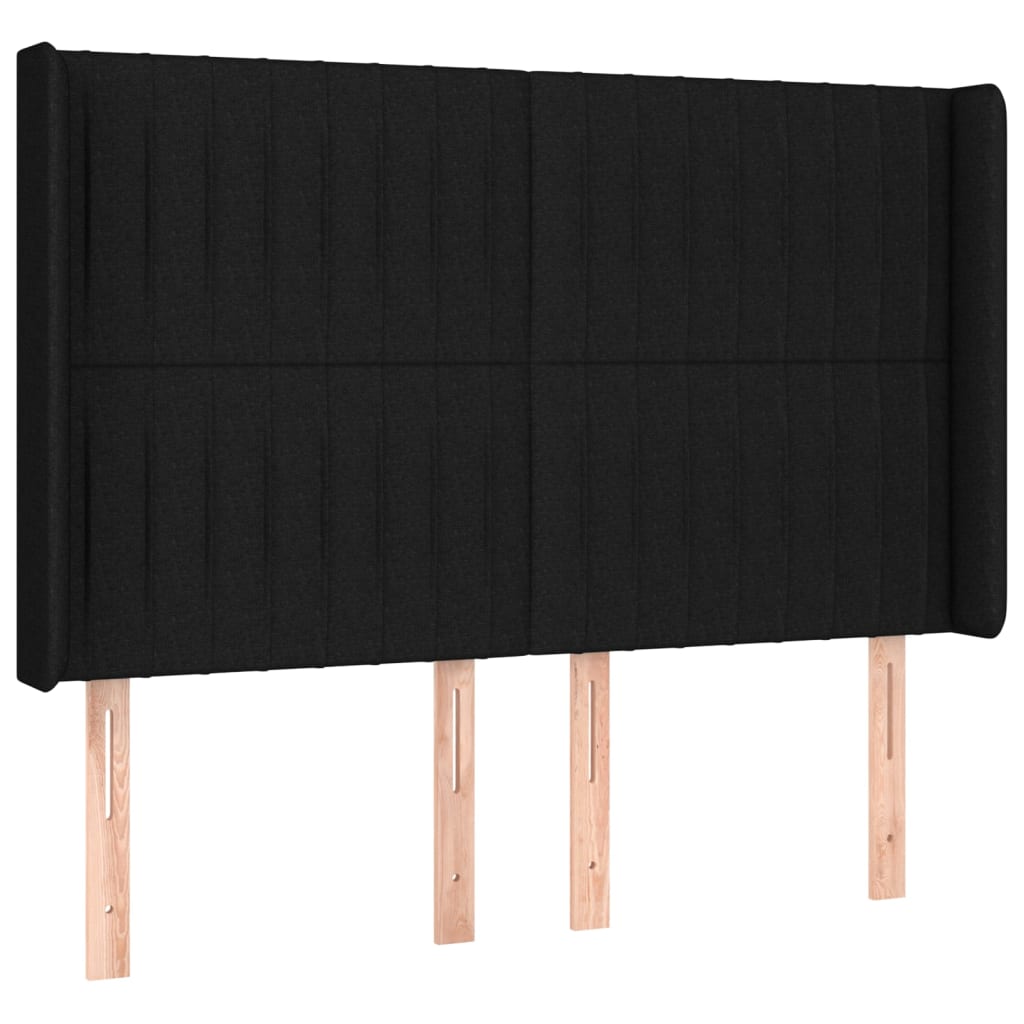 Hoofdbord met randen 147x16x118/128 cm stof zwart is nu te koop bij PeponiXL, paradijselijk wonen!