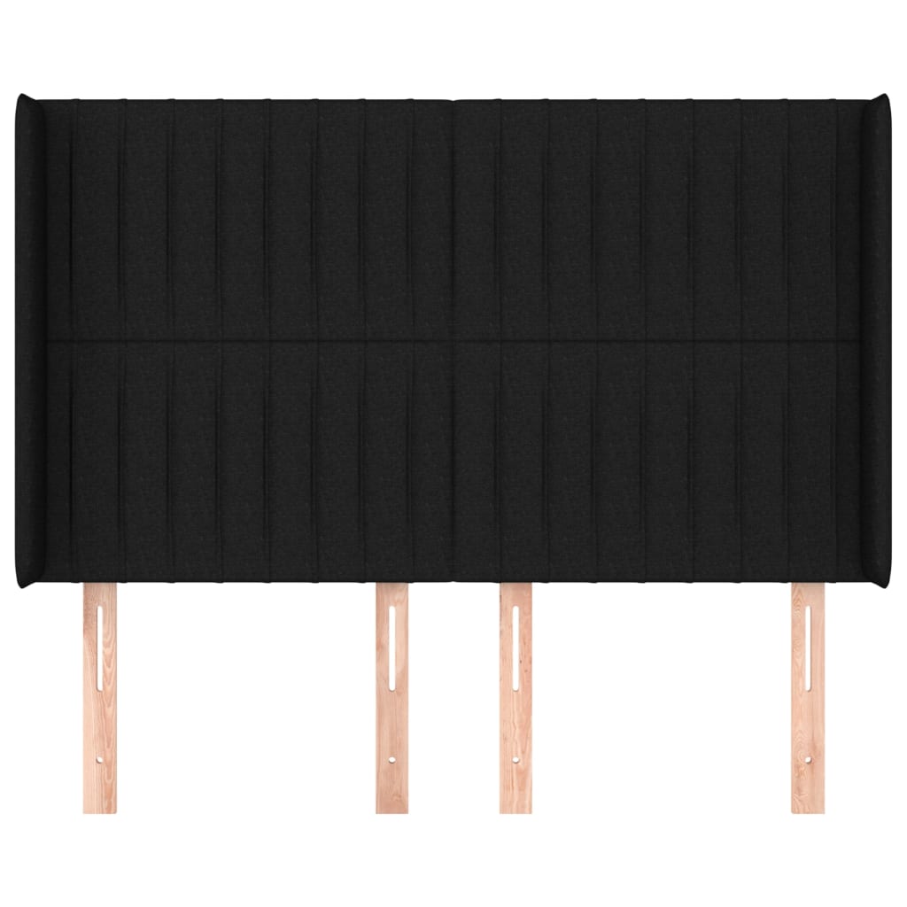 Hoofdbord met randen 147x16x118/128 cm stof zwart is nu te koop bij PeponiXL, paradijselijk wonen!