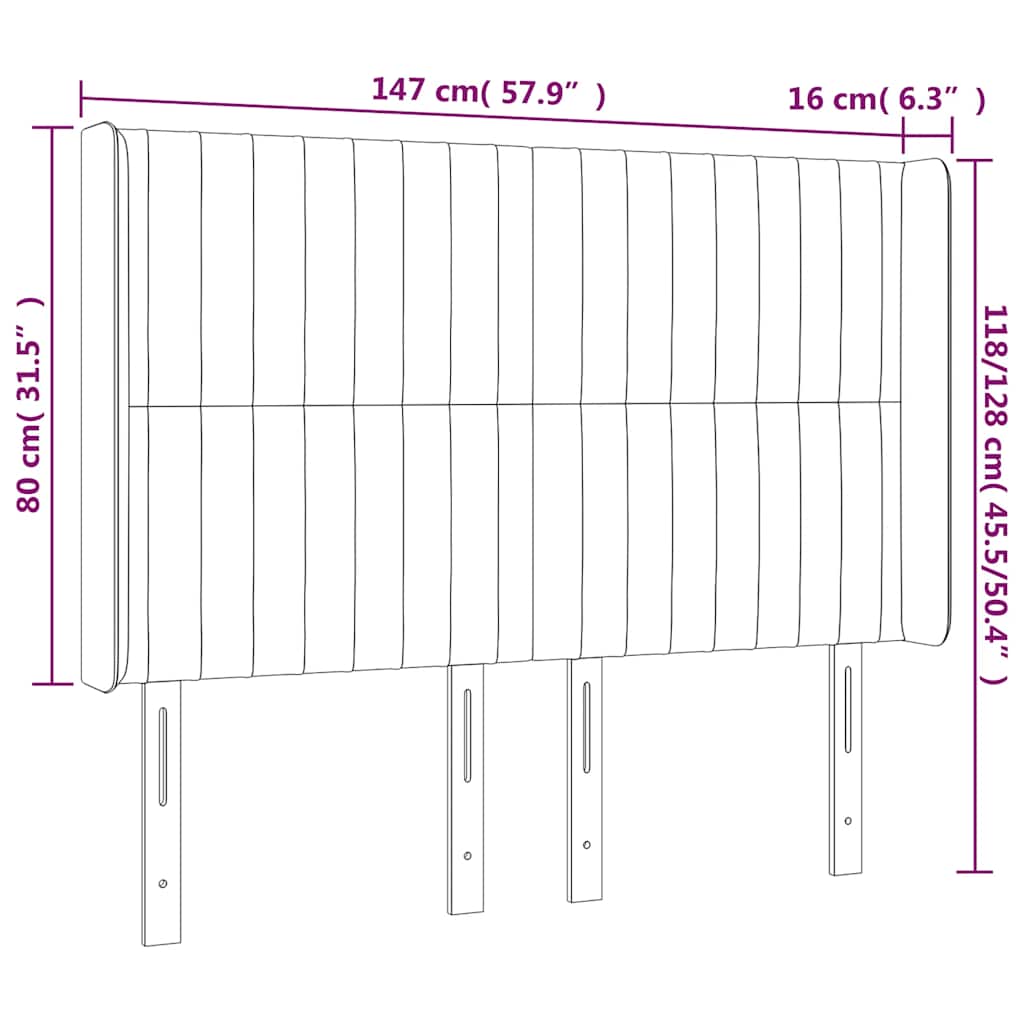 Hoofdbord met randen 147x16x118/128 cm stof zwart is nu te koop bij PeponiXL, paradijselijk wonen!