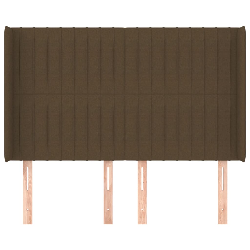 Hoofdbord met randen 147x16x118/128 cm stof donkerbruin is nu te koop bij PeponiXL, paradijselijk wonen!