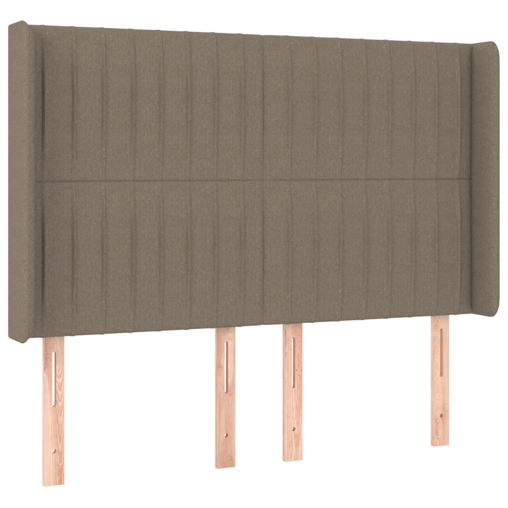 Hoofdbord met randen 147x16x118/128 cm stof taupe is nu te koop bij PeponiXL, paradijselijk wonen!