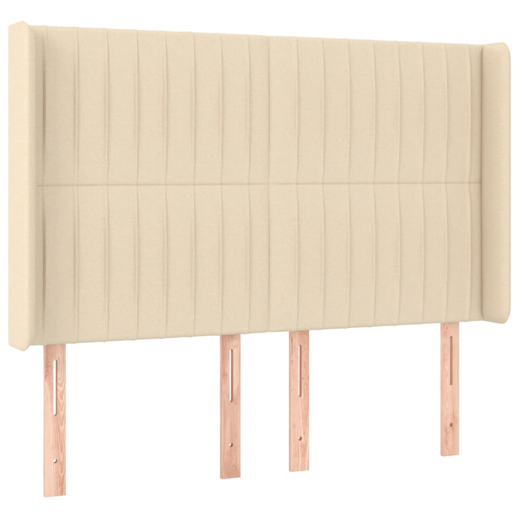 Hoofdbord met randen 147x16x118/128 cm stof crèmekleurig is nu te koop bij PeponiXL, paradijselijk wonen!