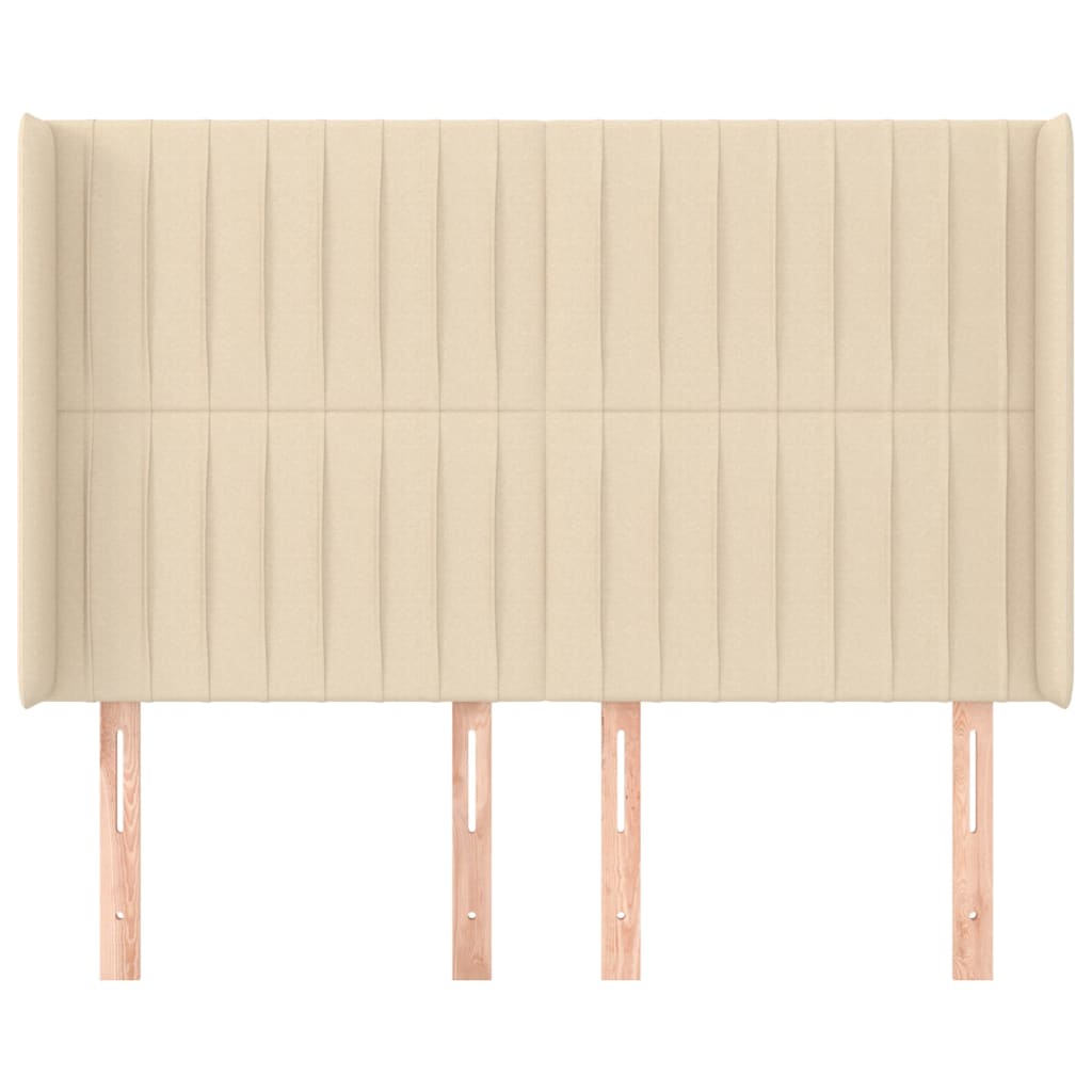 Hoofdbord met randen 147x16x118/128 cm stof crèmekleurig is nu te koop bij PeponiXL, paradijselijk wonen!