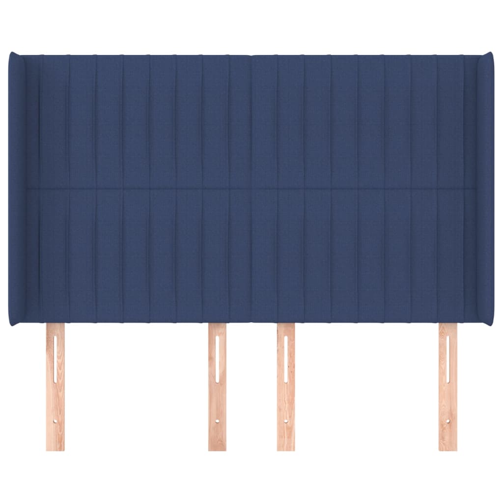 Hoofdbord met randen 147x16x118/128 cm stof blauw is nu te koop bij PeponiXL, paradijselijk wonen!