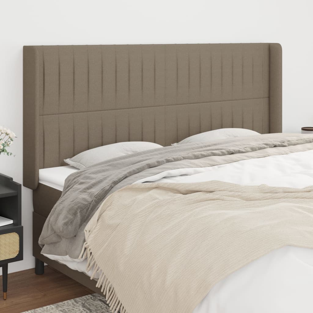 Hoofdbord met randen 183x16x118/128 cm stof taupe is nu te koop bij PeponiXL, paradijselijk wonen!
