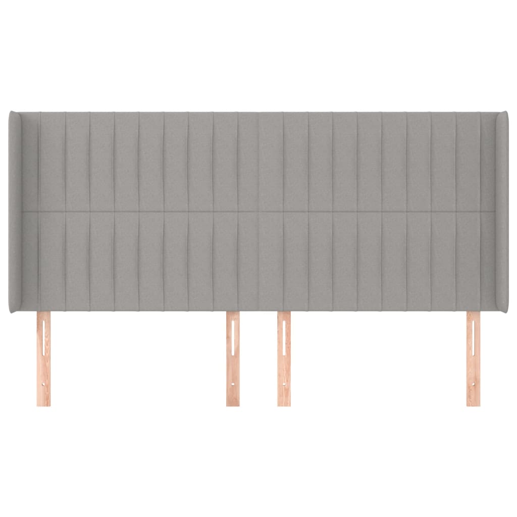 Hoofdbord met randen 203x16x118/128 cm stof lichtgrijs is nu te koop bij PeponiXL, paradijselijk wonen!