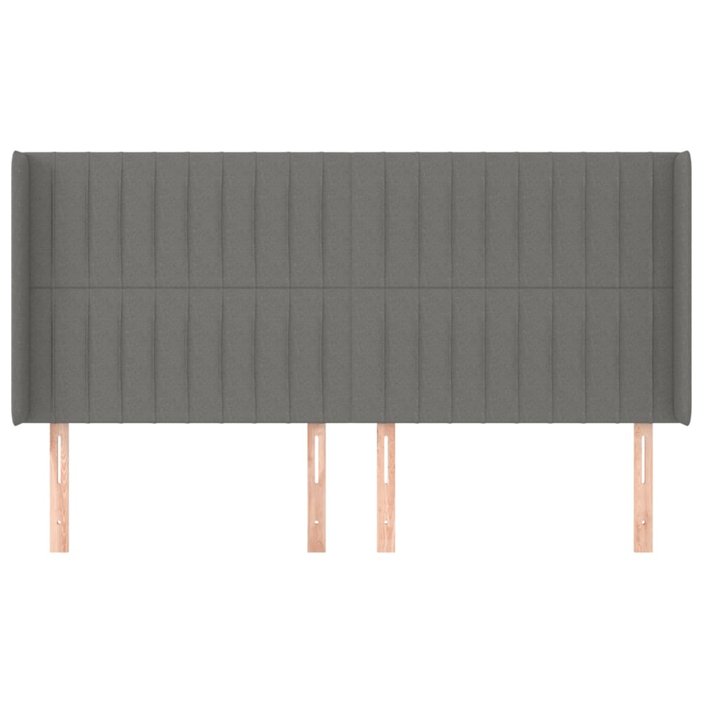 Hoofdbord met randen 203x16x118/128 cm stof donkergrijs is nu te koop bij PeponiXL, paradijselijk wonen!