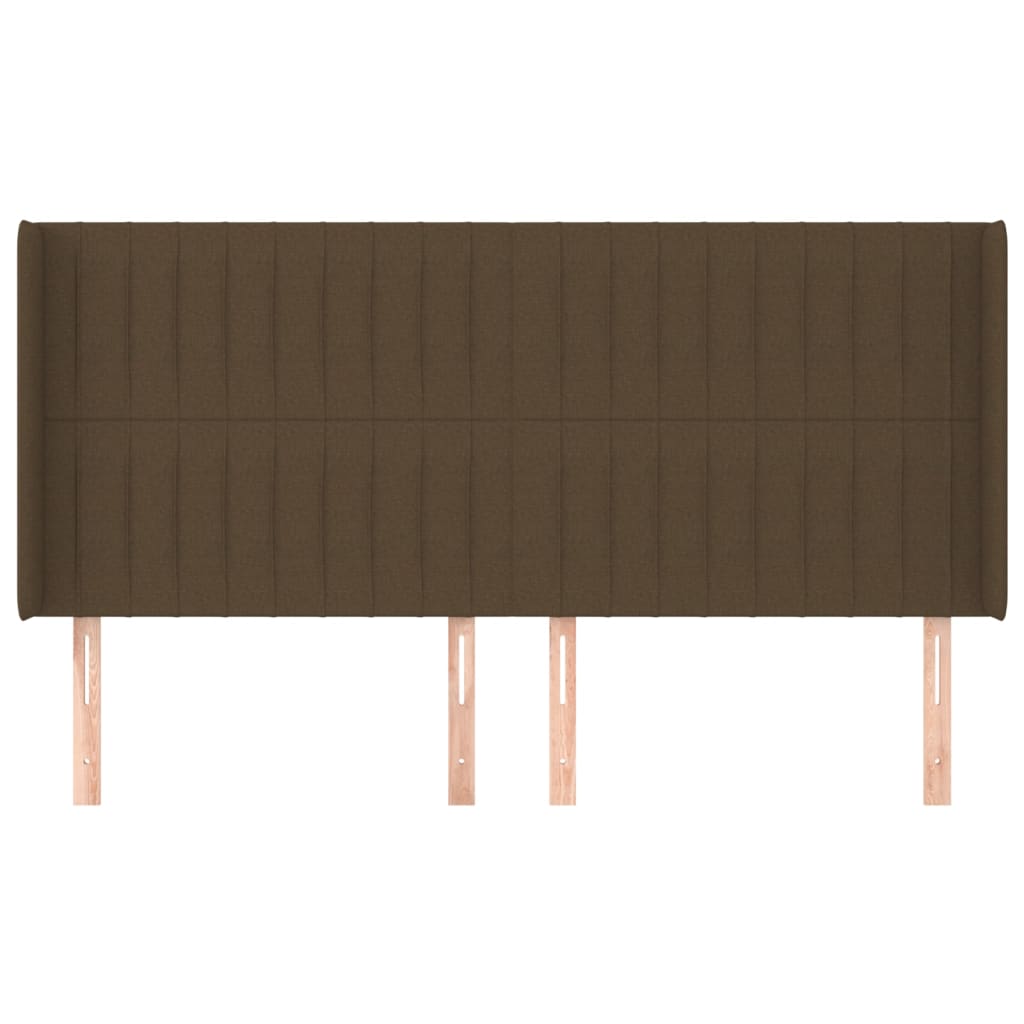 Hoofdbord met randen 203x16x118/128 cm stof donkerbruin is nu te koop bij PeponiXL, paradijselijk wonen!