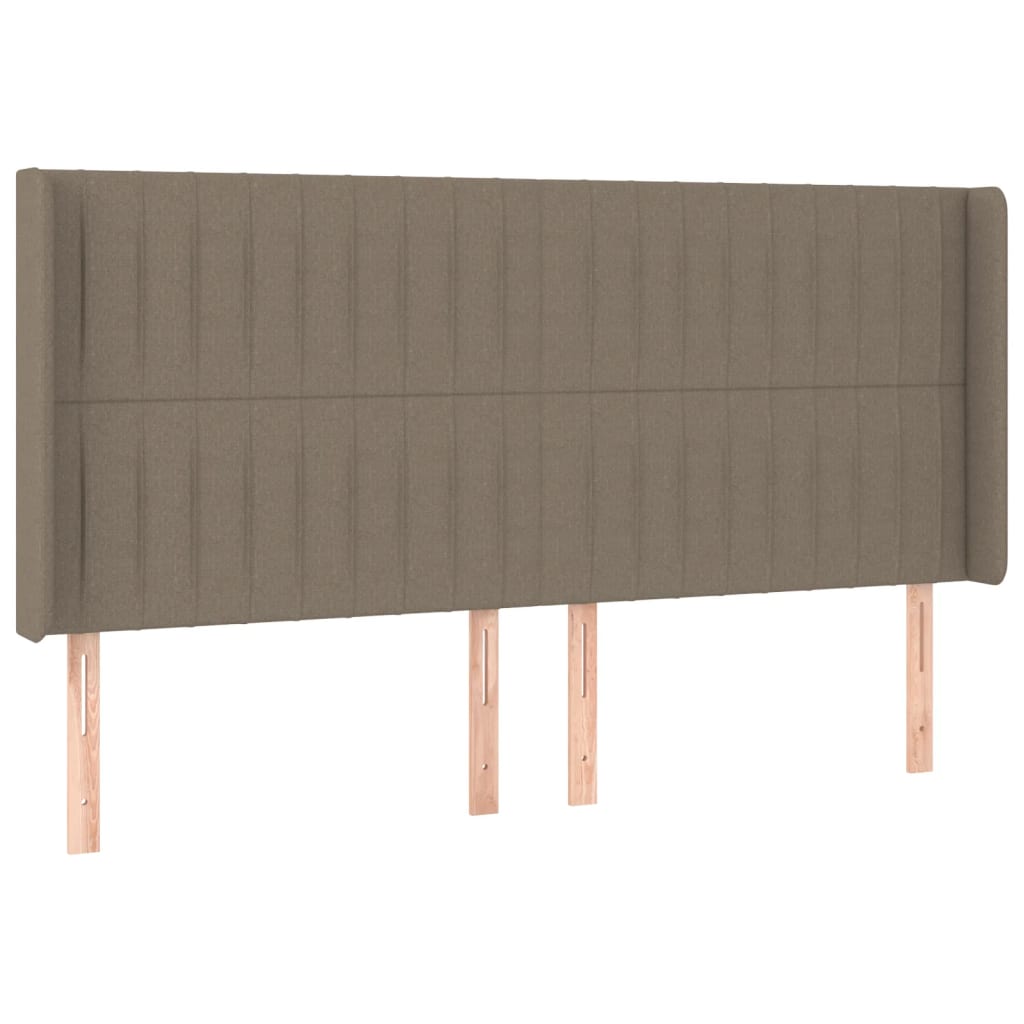 Hoofdbord met randen 203x16x118/128 cm stof taupe is nu te koop bij PeponiXL, paradijselijk wonen!