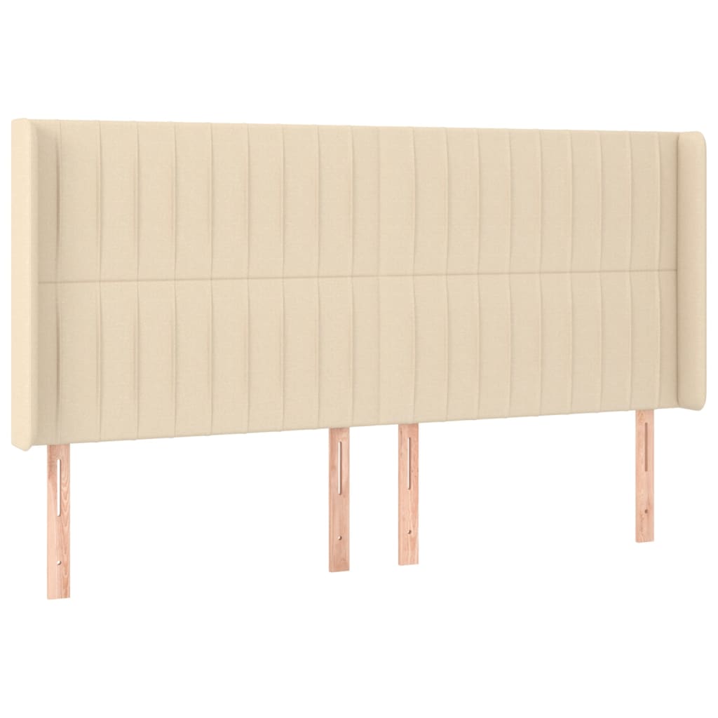 Hoofdbord met randen 203x16x118/128 cm stof crèmekleurig is nu te koop bij PeponiXL, paradijselijk wonen!