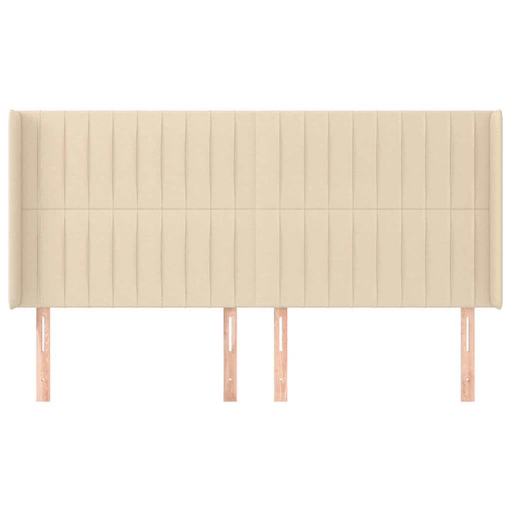 Hoofdbord met randen 203x16x118/128 cm stof crèmekleurig is nu te koop bij PeponiXL, paradijselijk wonen!