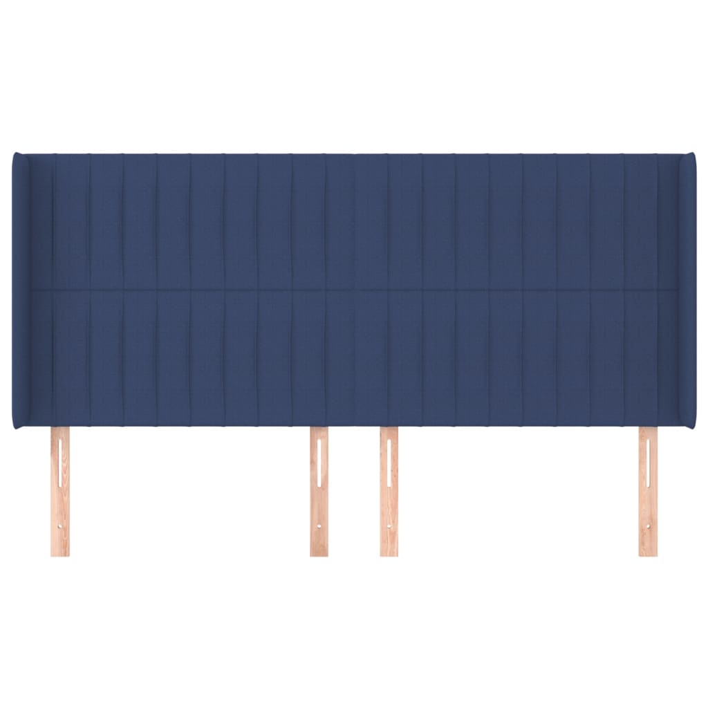 Hoofdbord met randen 203x16x118/128 cm stof blauw is nu te koop bij PeponiXL, paradijselijk wonen!