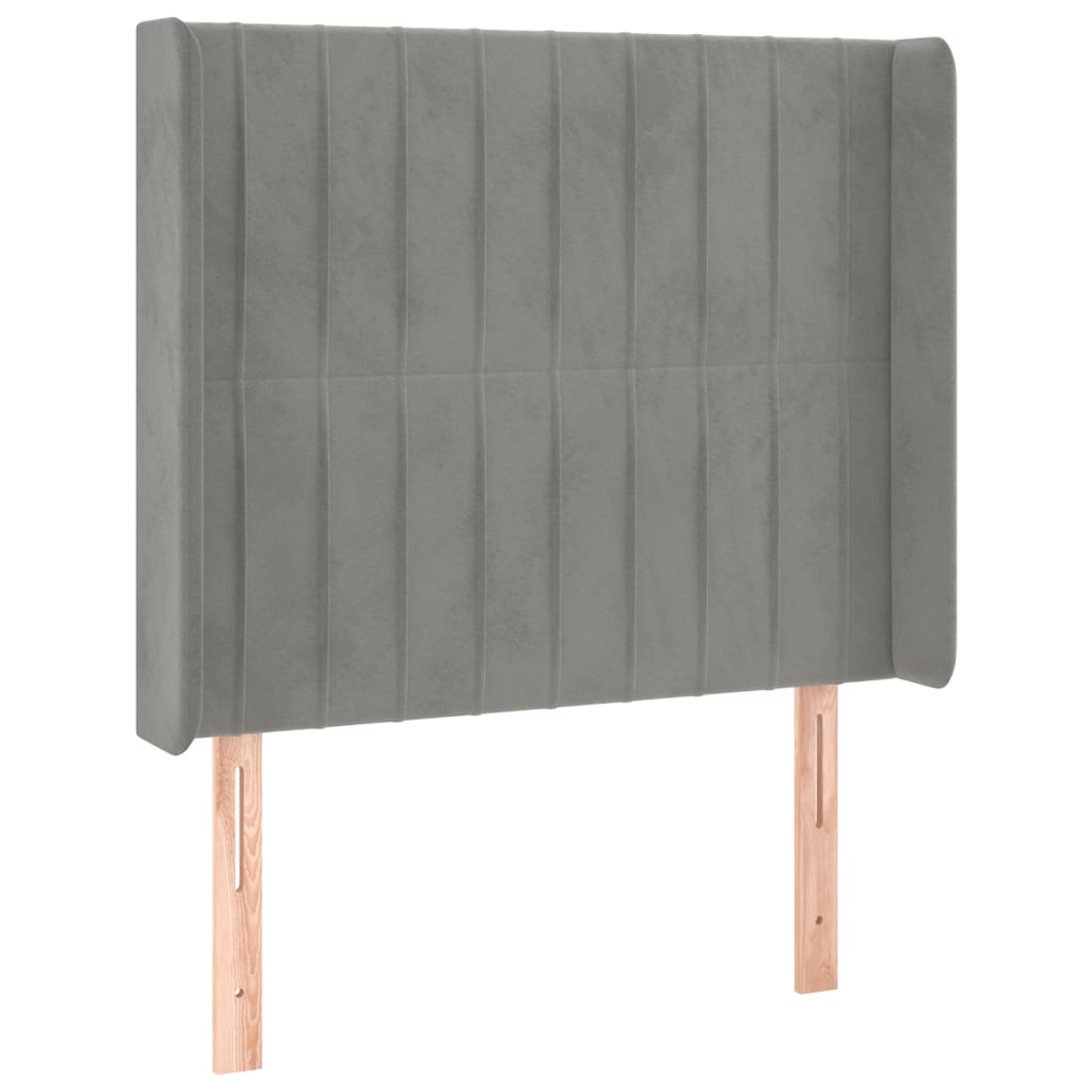 Hoofdbord met randen 83x16x118/128 cm fluweel lichtgrijs is nu te koop bij PeponiXL, paradijselijk wonen!