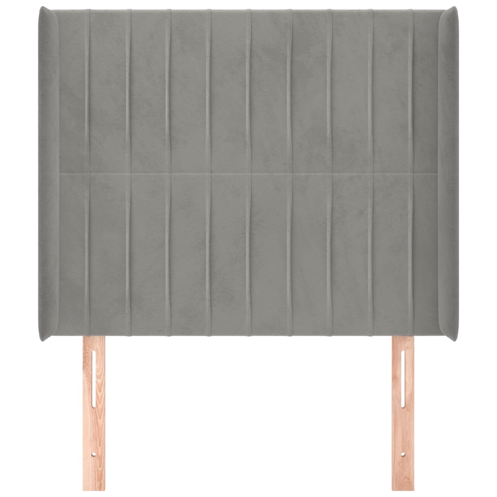 Hoofdbord met randen 83x16x118/128 cm fluweel lichtgrijs is nu te koop bij PeponiXL, paradijselijk wonen!
