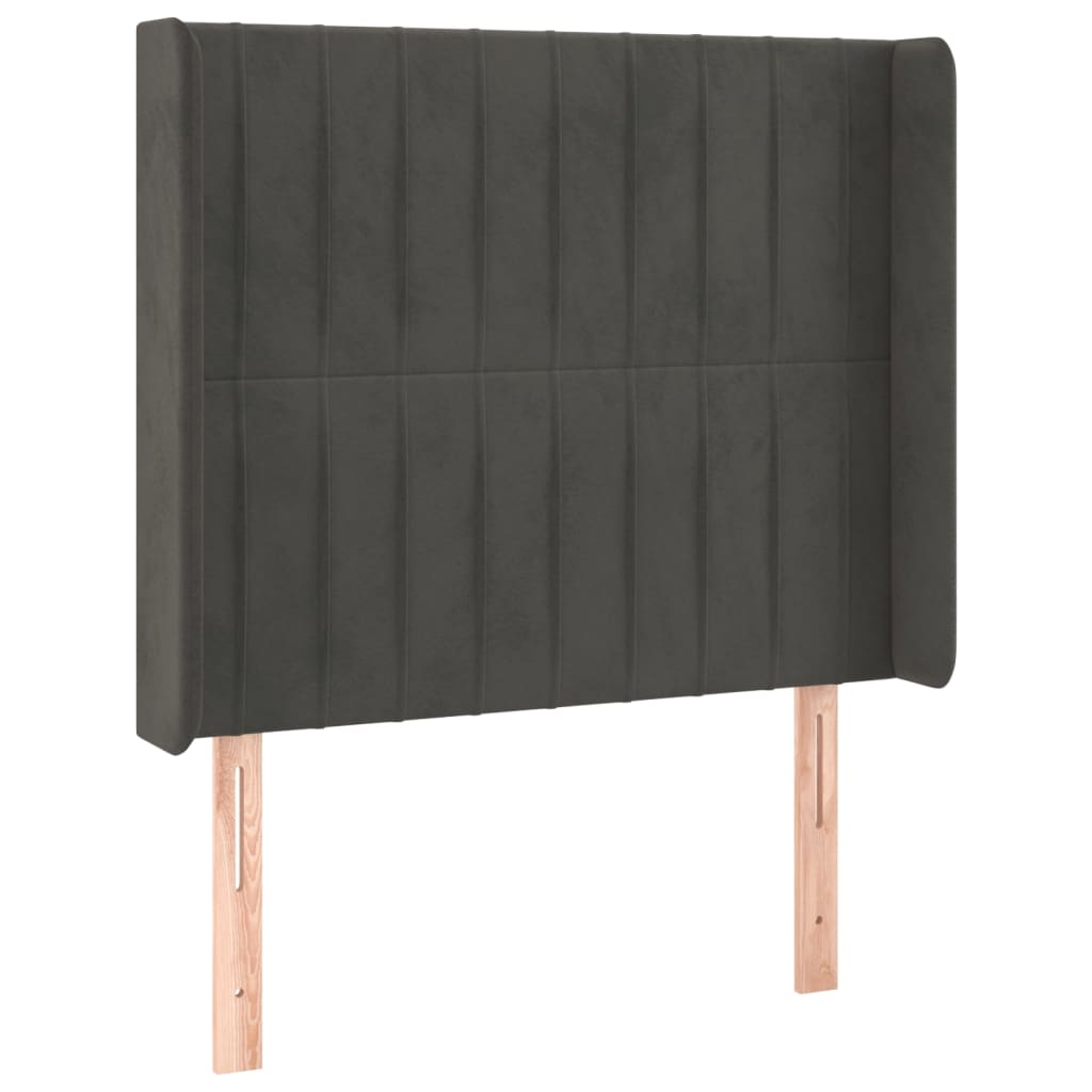Hoofdbord met randen 83x16x118/128 cm fluweel donkergrijs is nu te koop bij PeponiXL, paradijselijk wonen!