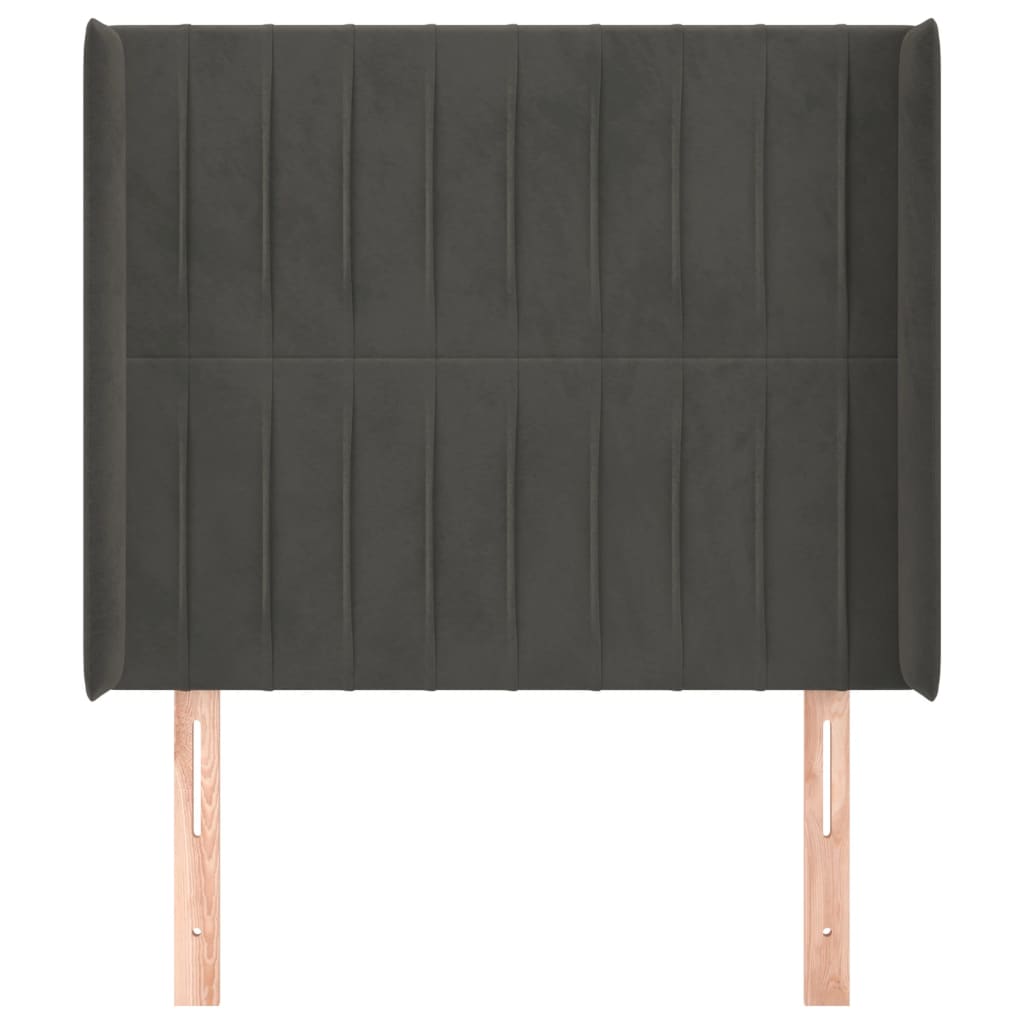 Hoofdbord met randen 83x16x118/128 cm fluweel donkergrijs is nu te koop bij PeponiXL, paradijselijk wonen!