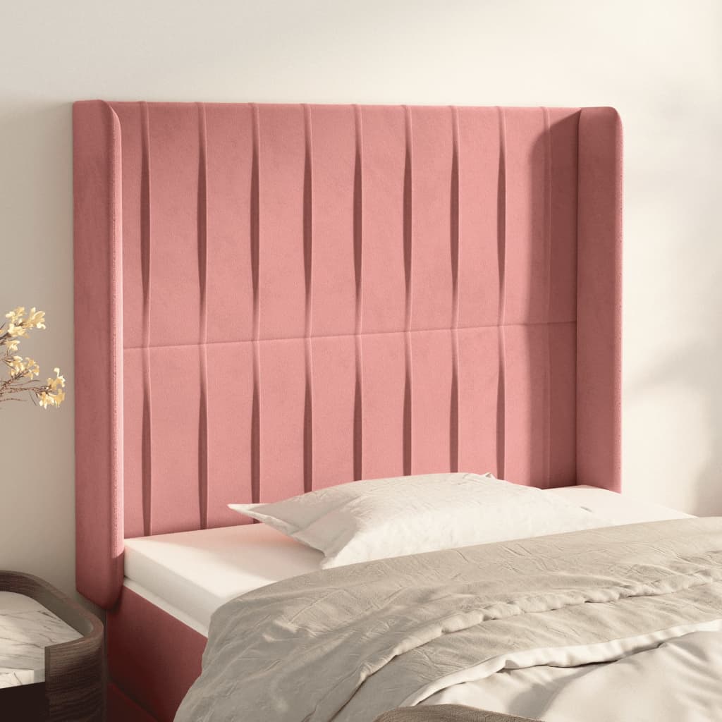 Hoofdbord met randen 83x16x118/128 cm fluweel roze is nu te koop bij PeponiXL, paradijselijk wonen!