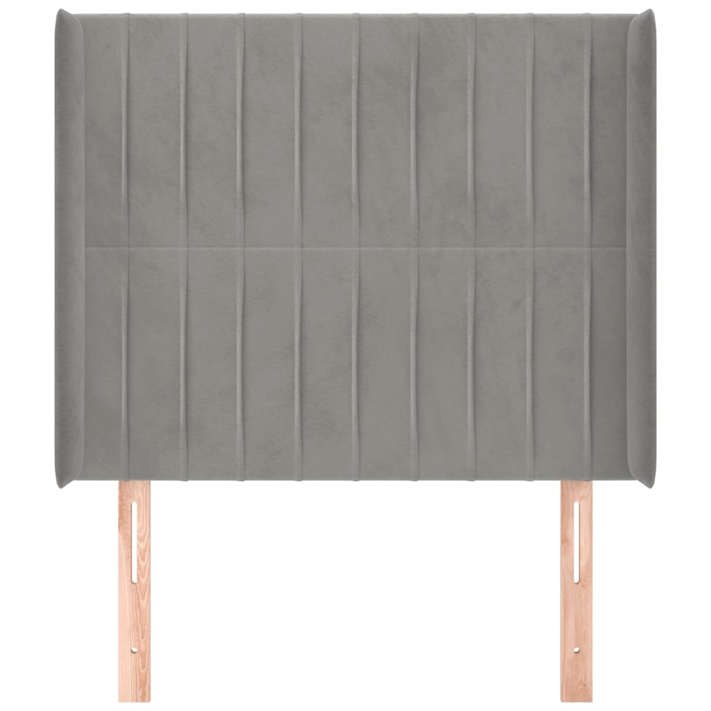 Hoofdbord met randen 103x16x118/128 cm fluweel lichtgrijs is nu te koop bij PeponiXL, paradijselijk wonen!