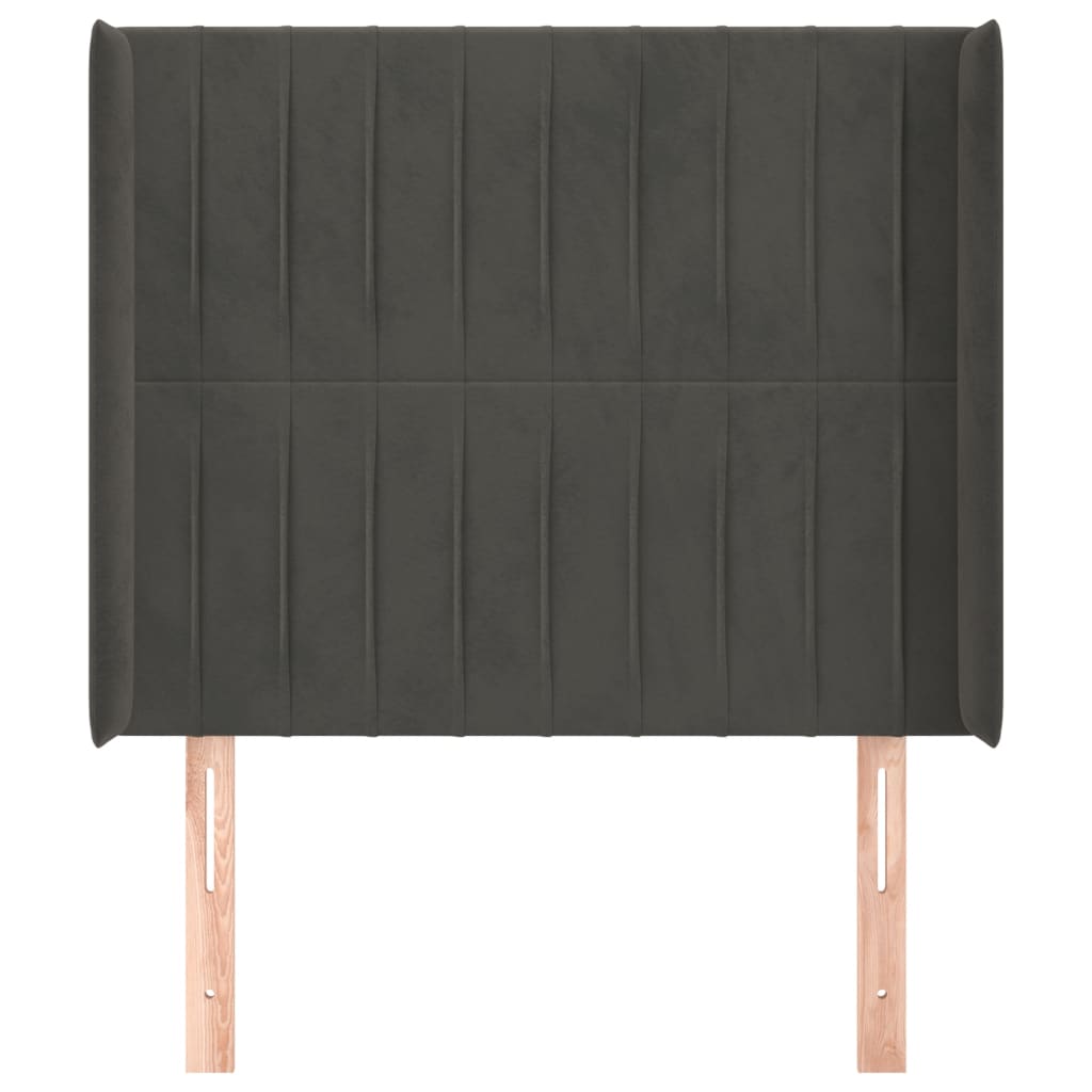 Hoofdbord met randen 103x16x118/128 cm fluweel donkergrijs is nu te koop bij PeponiXL, paradijselijk wonen!
