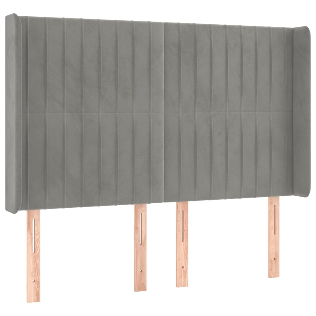 Hoofdbord met randen 147x16x118/128 cm fluweel lichtgrijs is nu te koop bij PeponiXL, paradijselijk wonen!