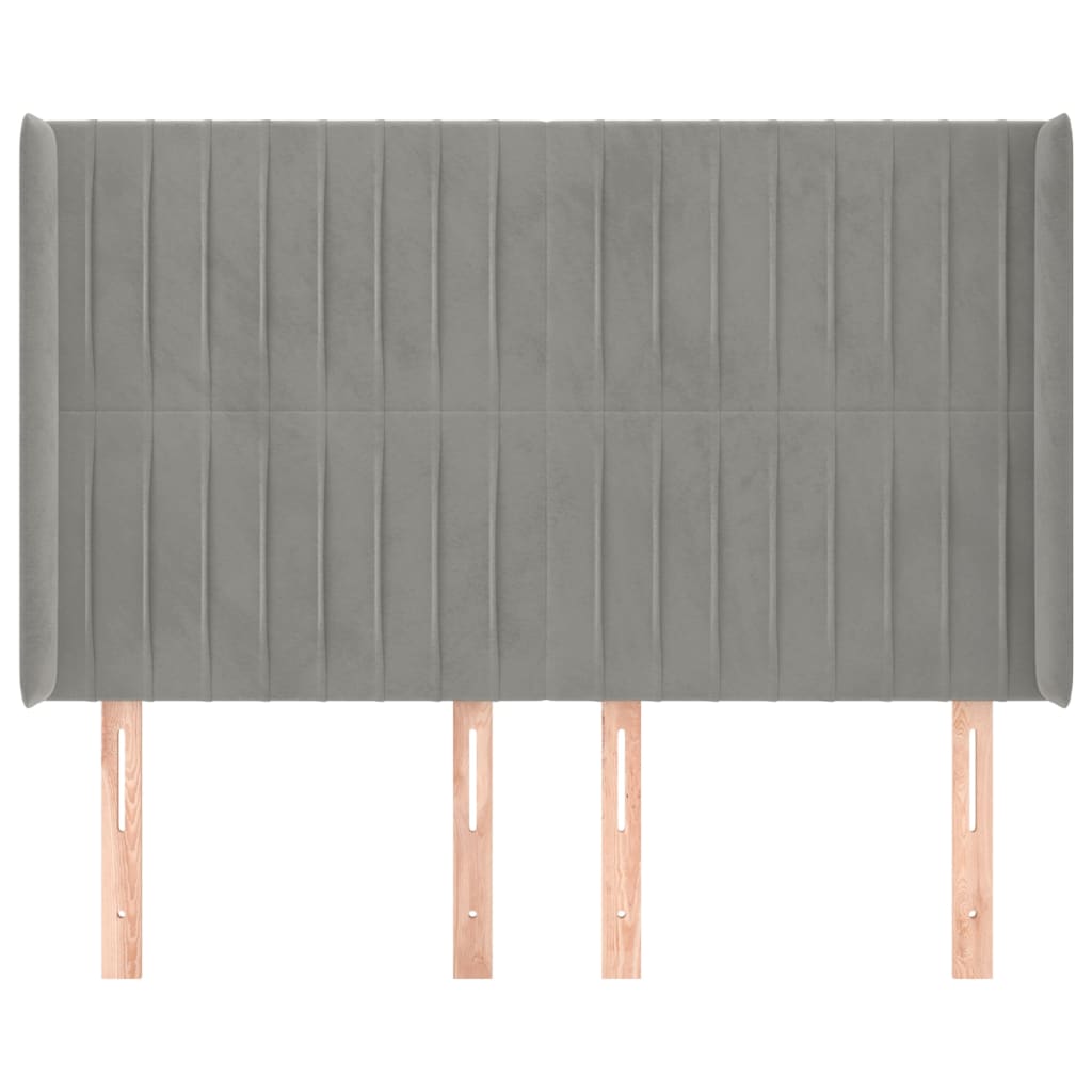 Hoofdbord met randen 147x16x118/128 cm fluweel lichtgrijs is nu te koop bij PeponiXL, paradijselijk wonen!