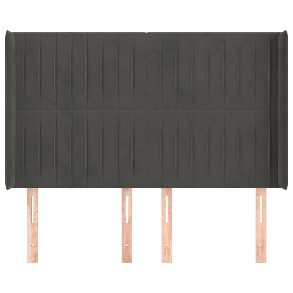 Hoofdbord met randen 147x16x118/128 cm fluweel donkergrijs is nu te koop bij PeponiXL, paradijselijk wonen!