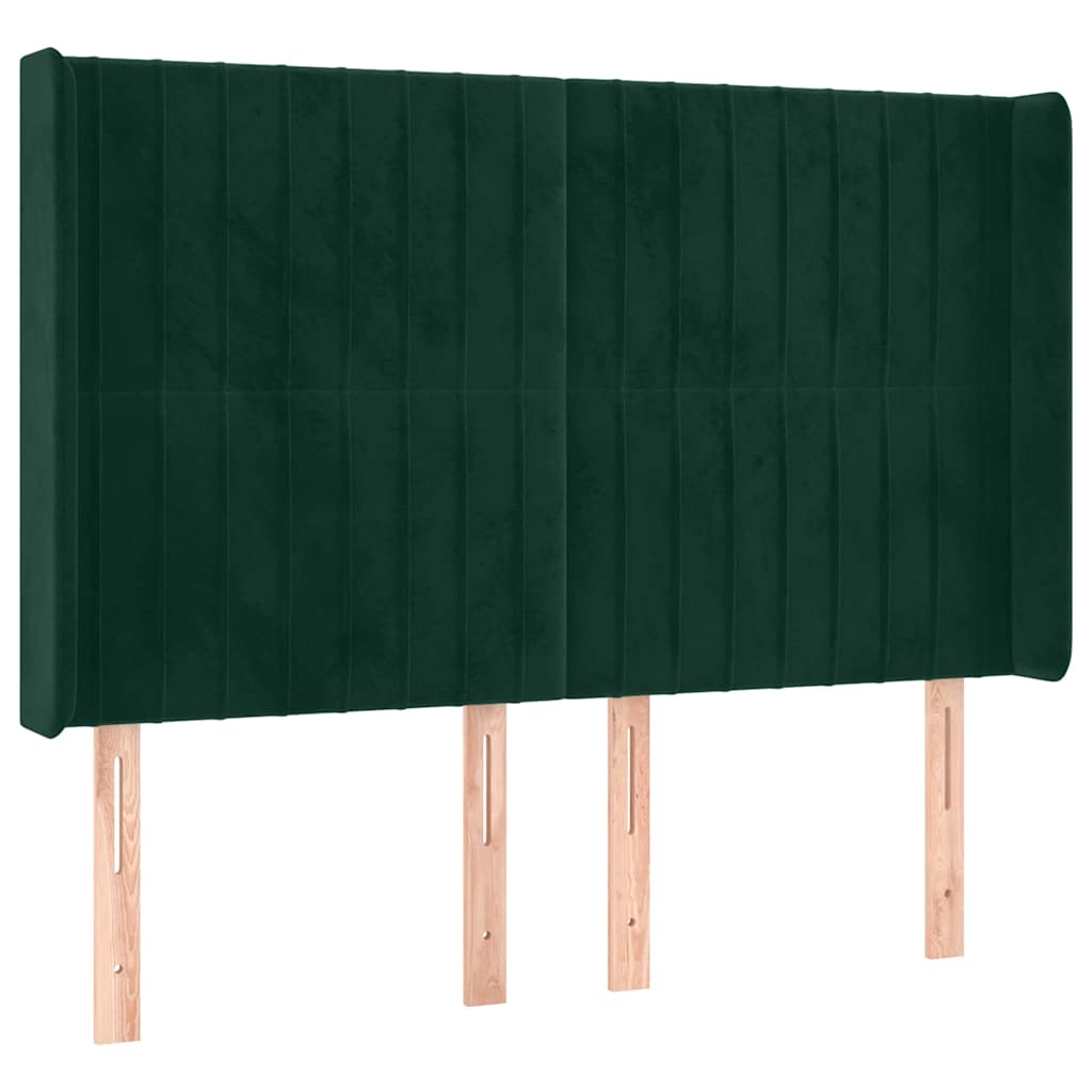 Hoofdbord met randen 147x16x118/128 cm fluweel donkergroen is nu te koop bij PeponiXL, paradijselijk wonen!