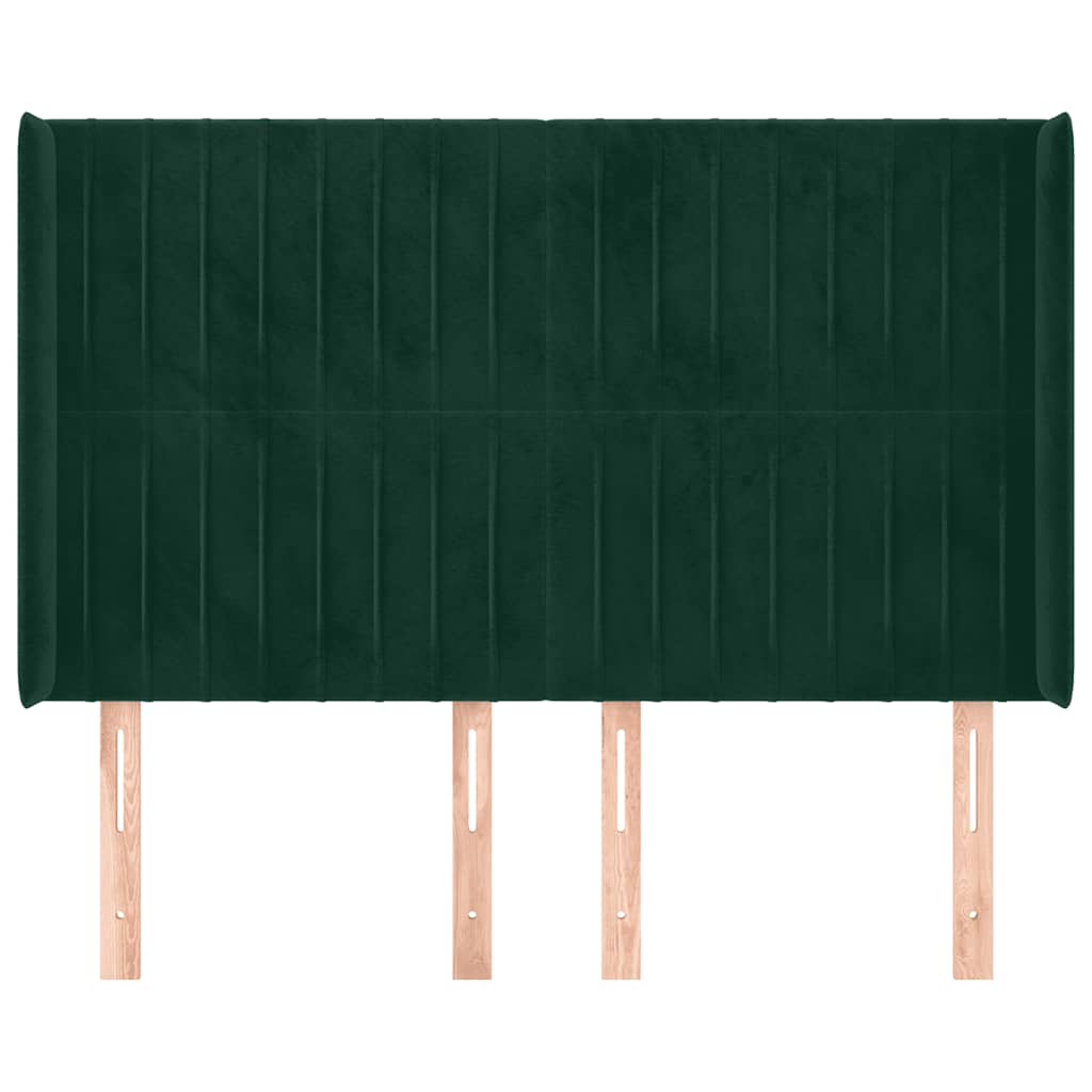 Hoofdbord met randen 147x16x118/128 cm fluweel donkergroen is nu te koop bij PeponiXL, paradijselijk wonen!