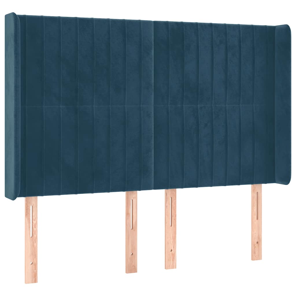 Hoofdbord met randen 147x16x118/128 cm fluweel donkerblauw is nu te koop bij PeponiXL, paradijselijk wonen!